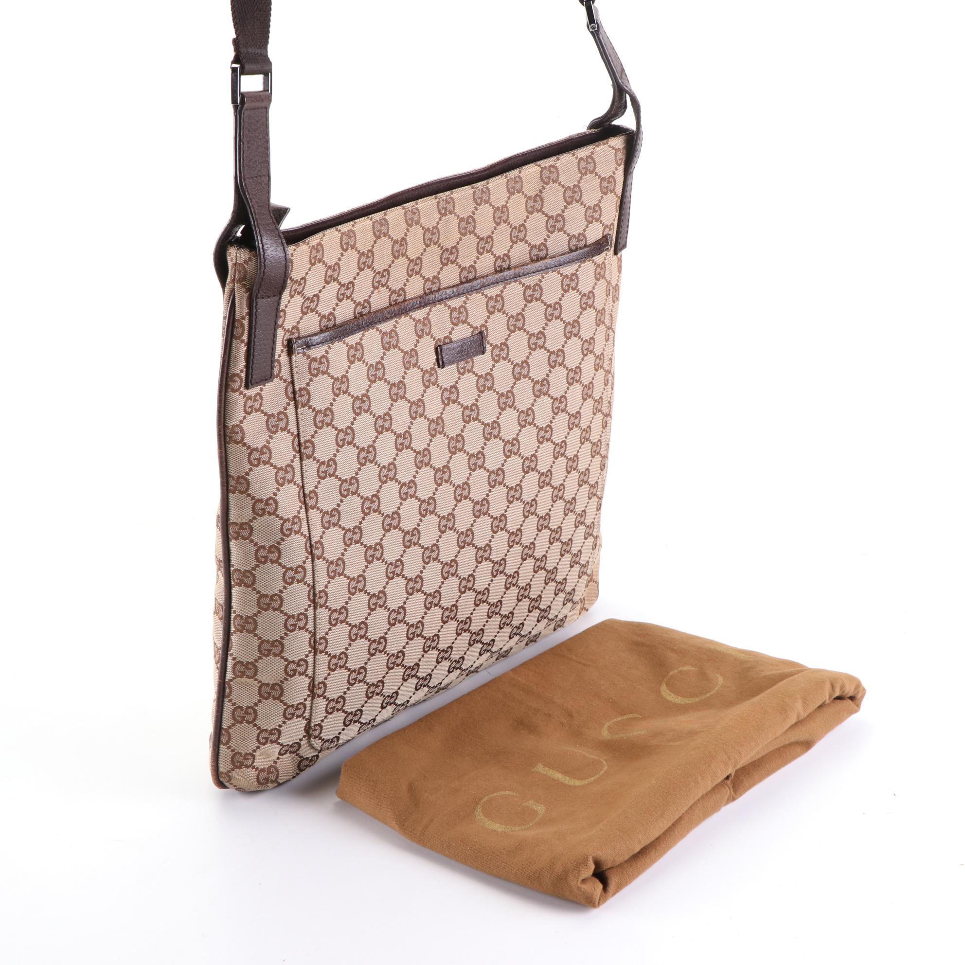 Gucci Crossbody Bag in GG Canvas and Cinghiale Leather