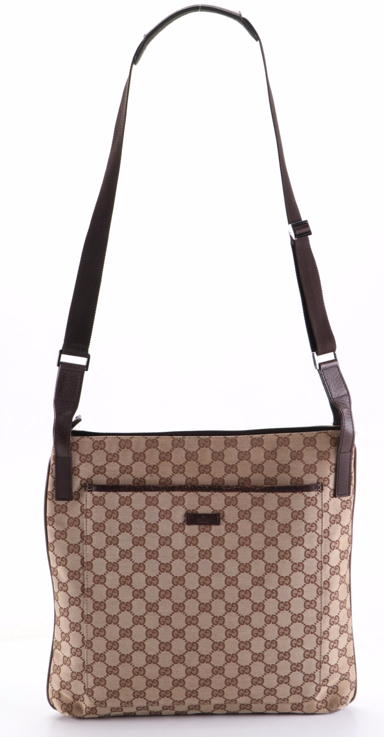 Gucci Crossbody Bag in GG Canvas and Cinghiale Leather