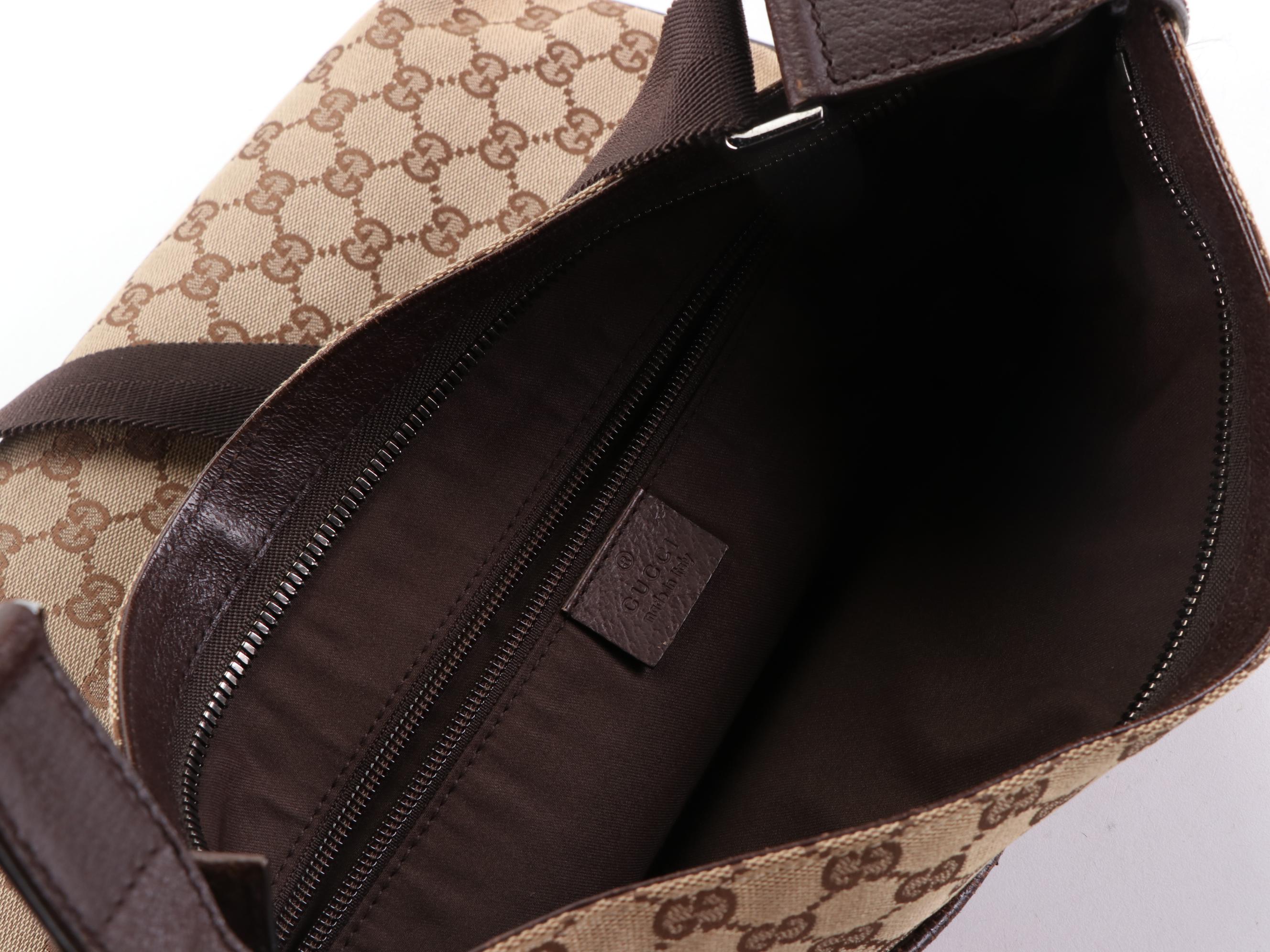 Gucci Crossbody Bag in GG Canvas and Cinghiale Leather