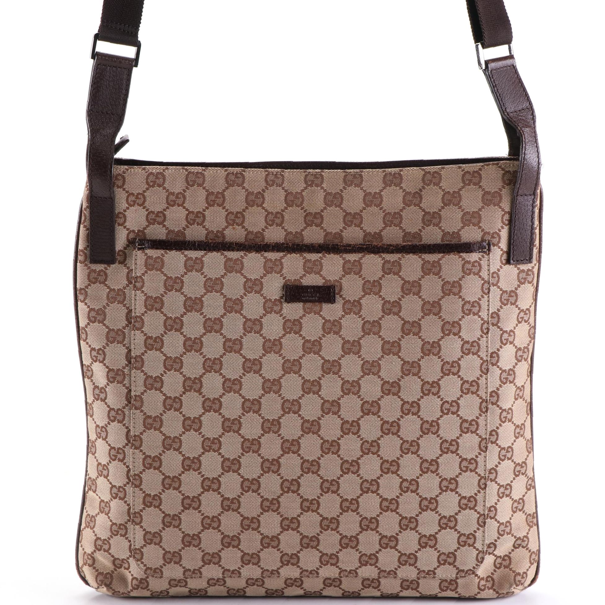 Gucci Crossbody Bag in GG Canvas and Cinghiale Leather