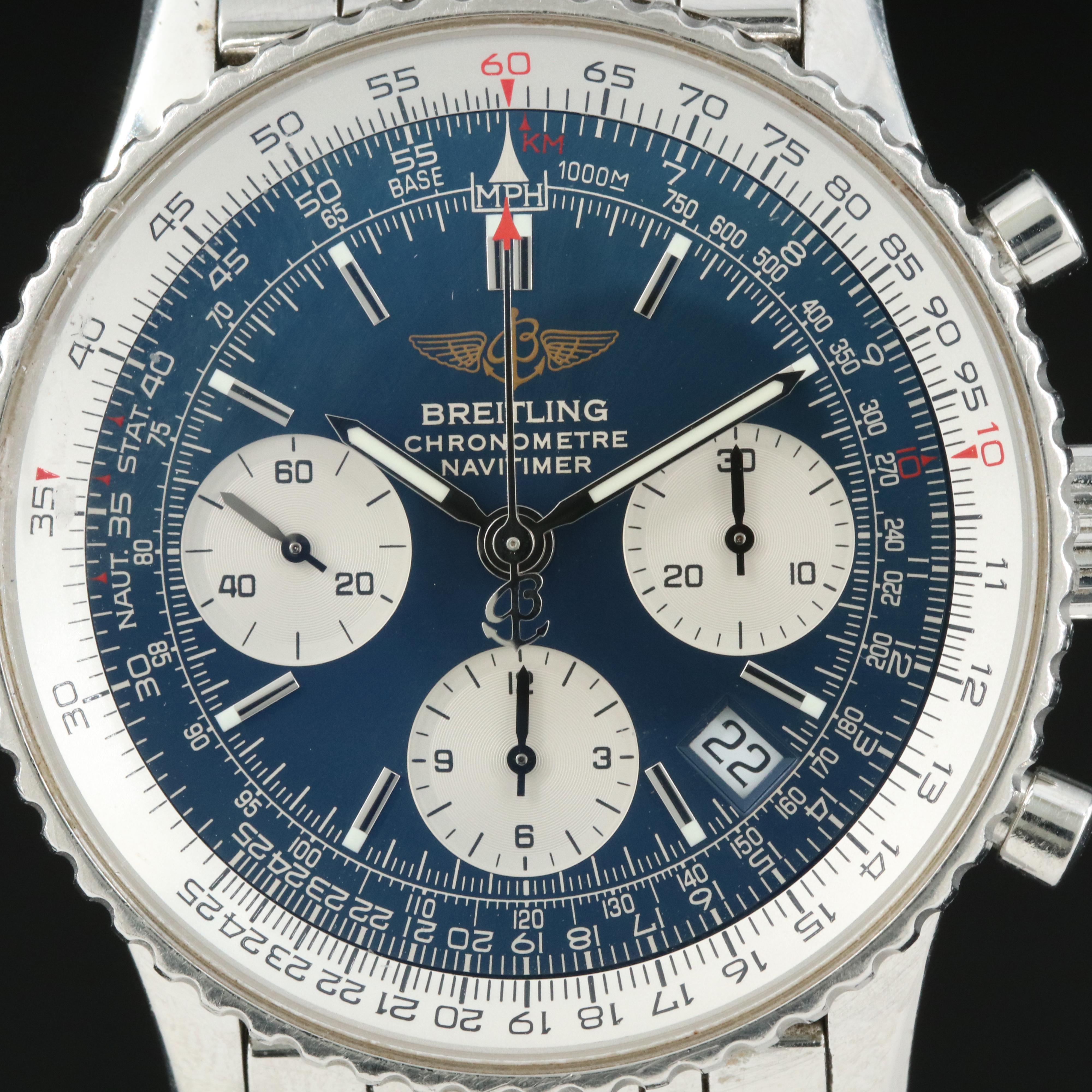 Breitling Navitimer Blue Chronograph Watch