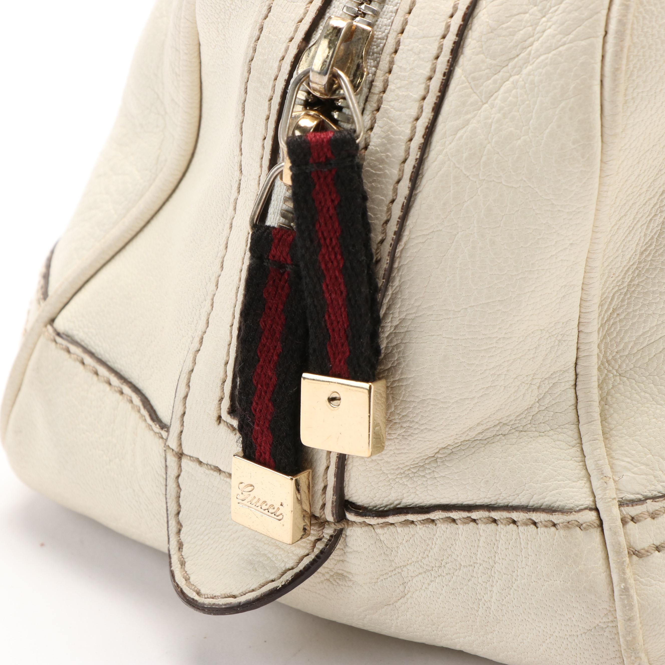 Gucci Princy Shoulder Bag in White Leather with Web Ribbon