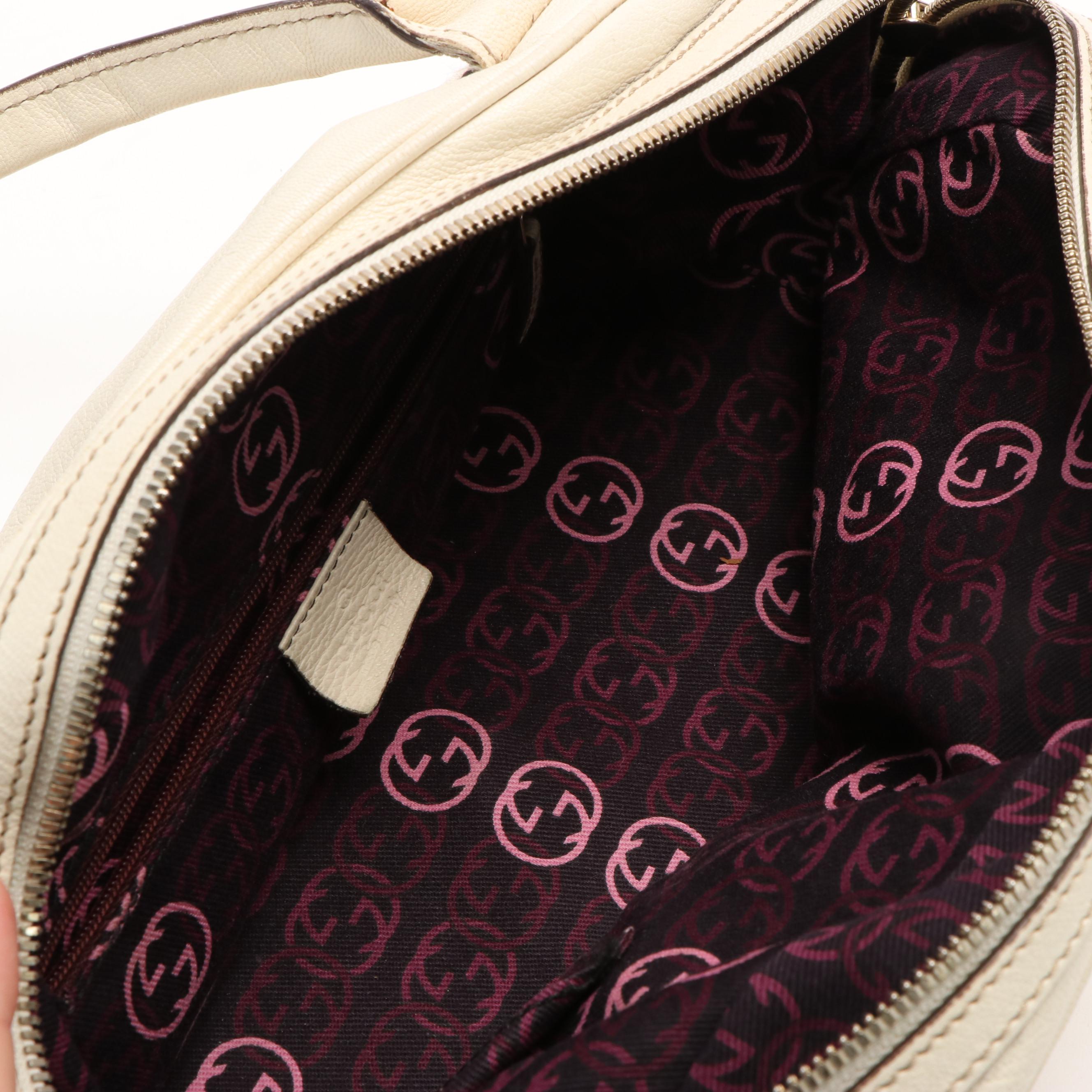 Gucci Princy Shoulder Bag in White Leather with Web Ribbon