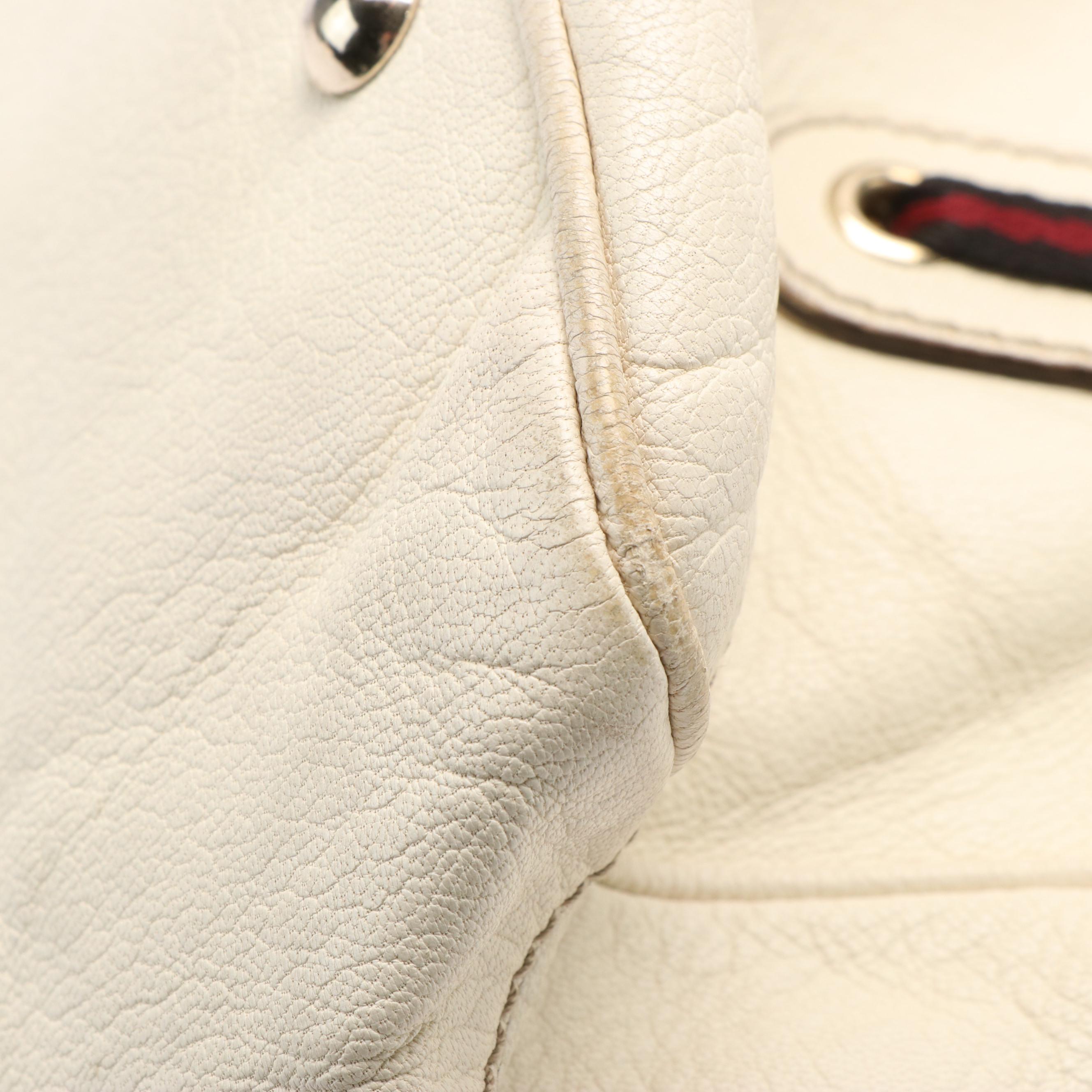 Gucci Princy Shoulder Bag in White Leather with Web Ribbon