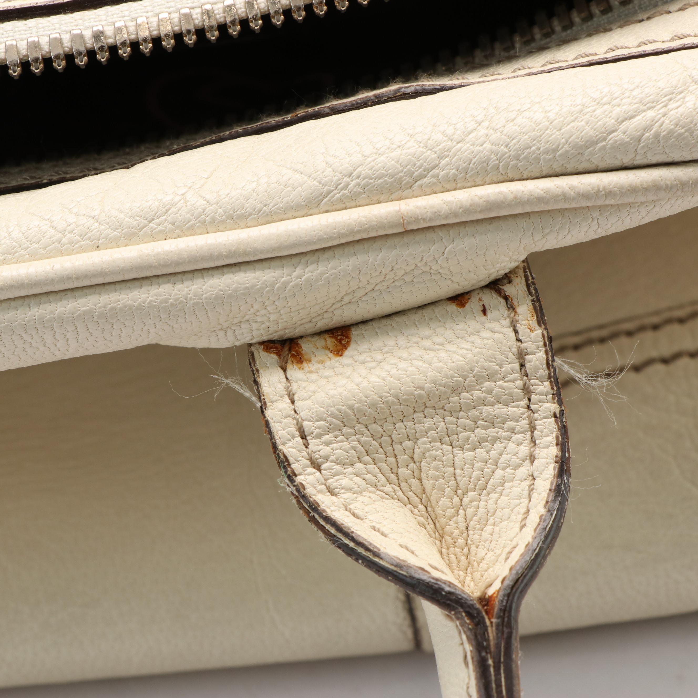 Gucci Princy Shoulder Bag in White Leather with Web Ribbon