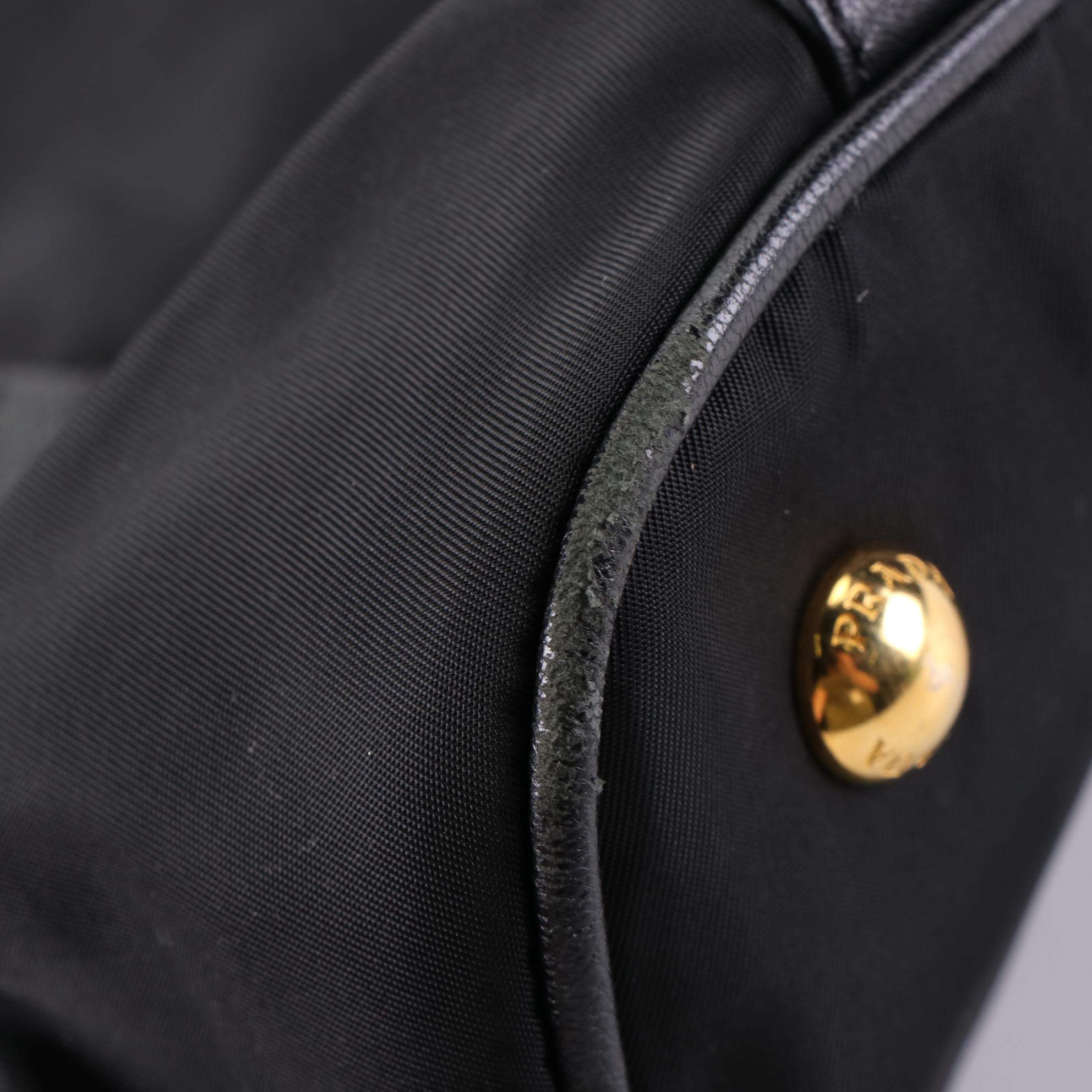 Prada Tessuto Two-Way Bag in Black Nylon and Leather Trim