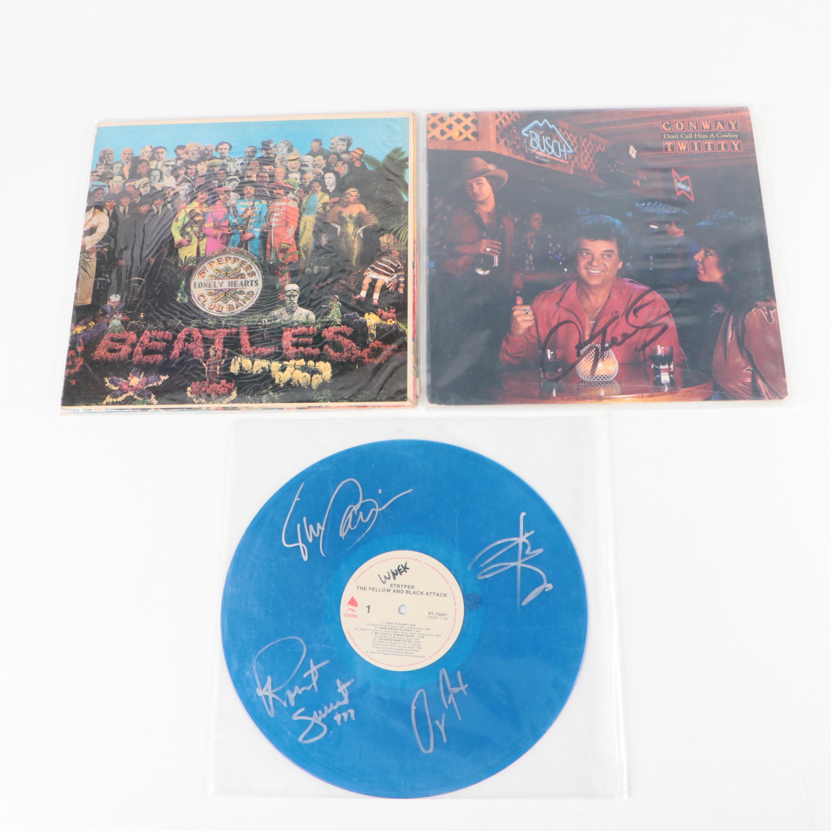 Conway Twitty, Stryper with Peter Cetera Signed Vinyl Records and More
