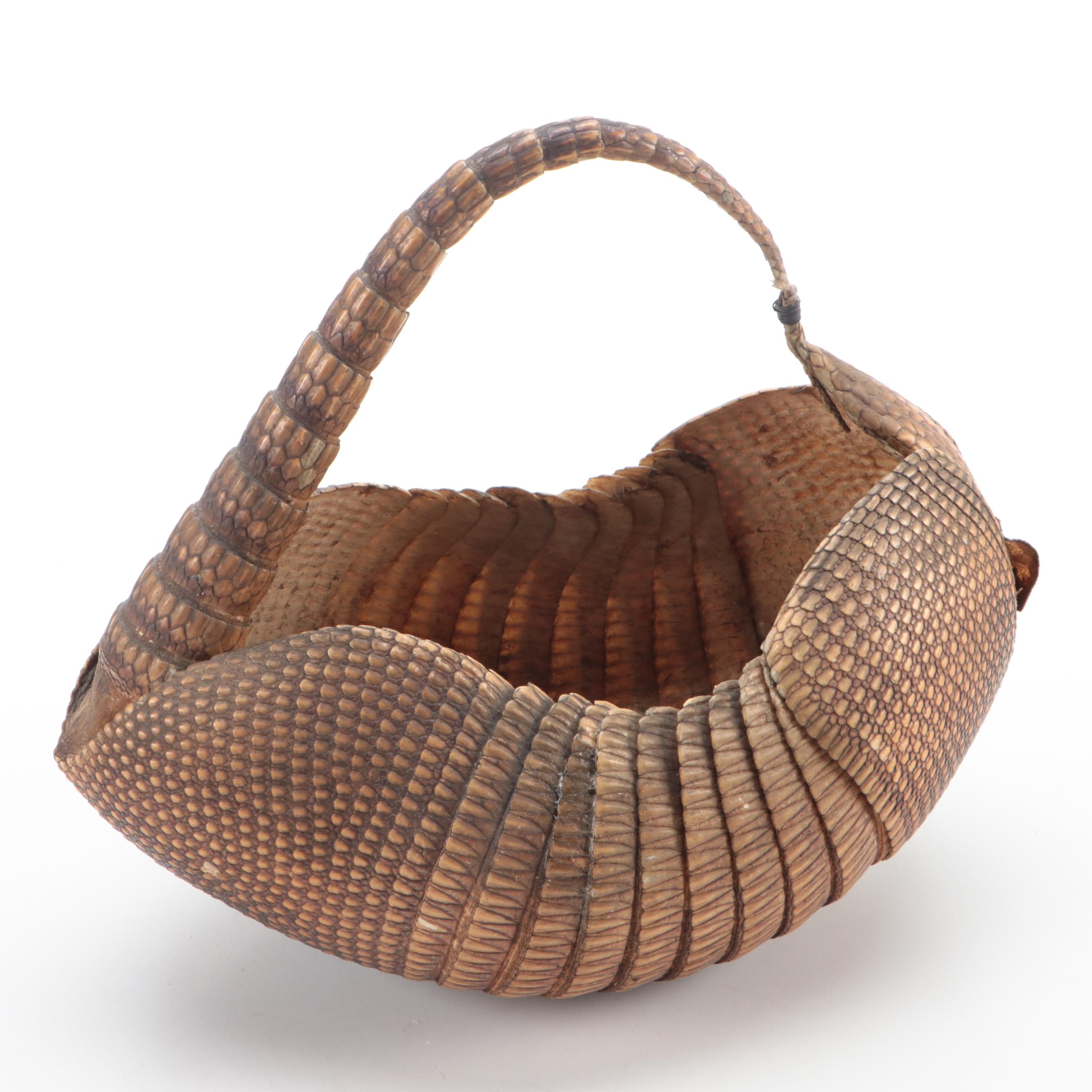 Taxidermy Nine-Banded Armadillo Basket
