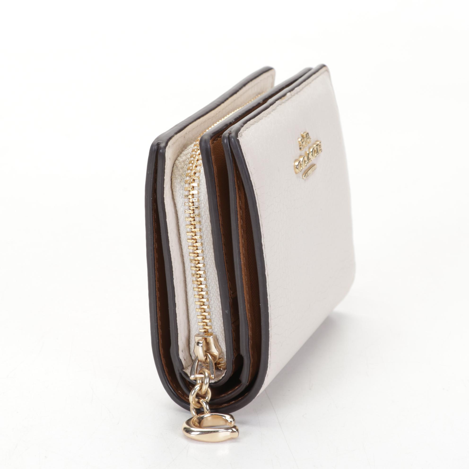 Large Coach Charlie Pouch in Patchwork Stripes, Black Gianna Booties, and Wallet