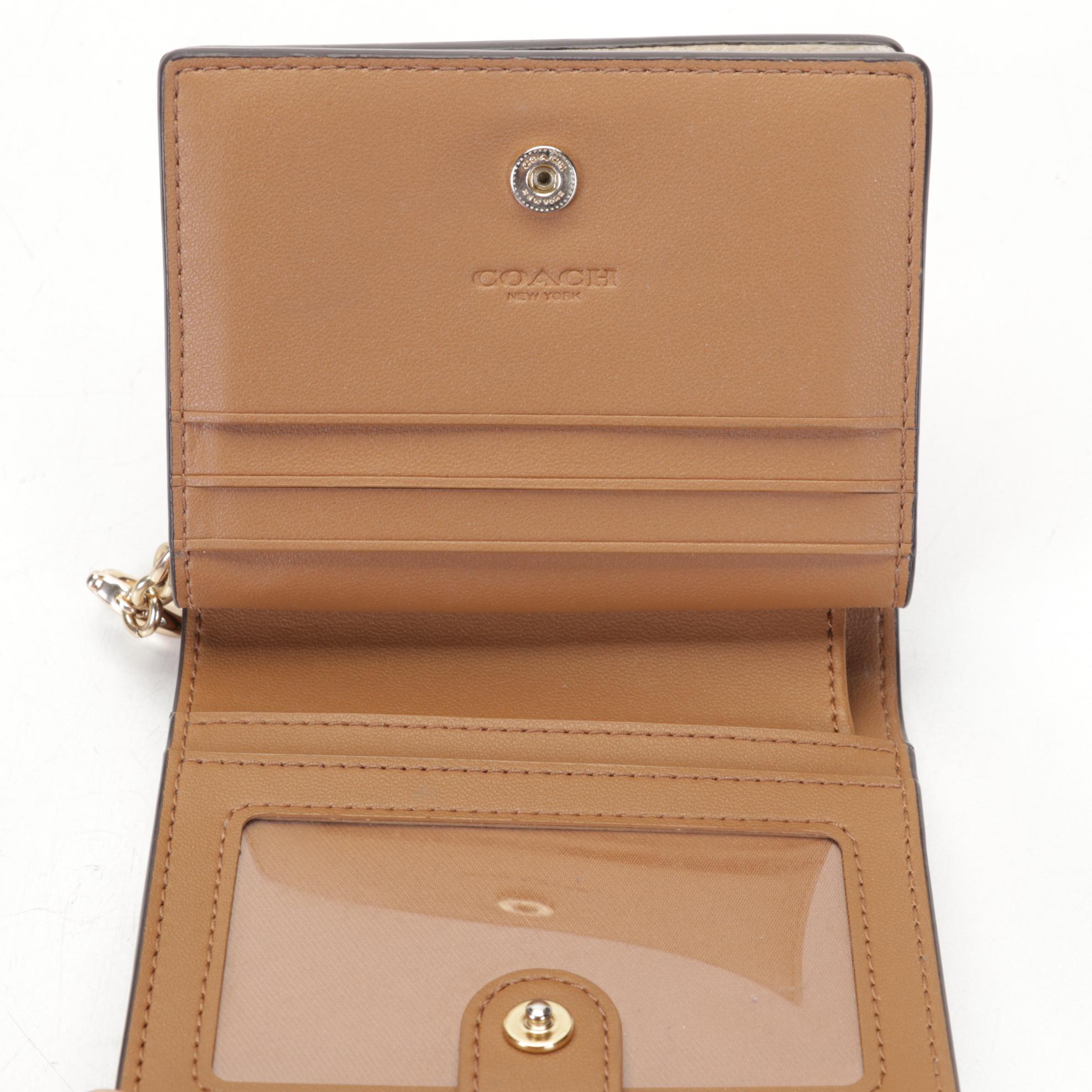 Large Coach Charlie Pouch in Patchwork Stripes, Black Gianna Booties, and Wallet