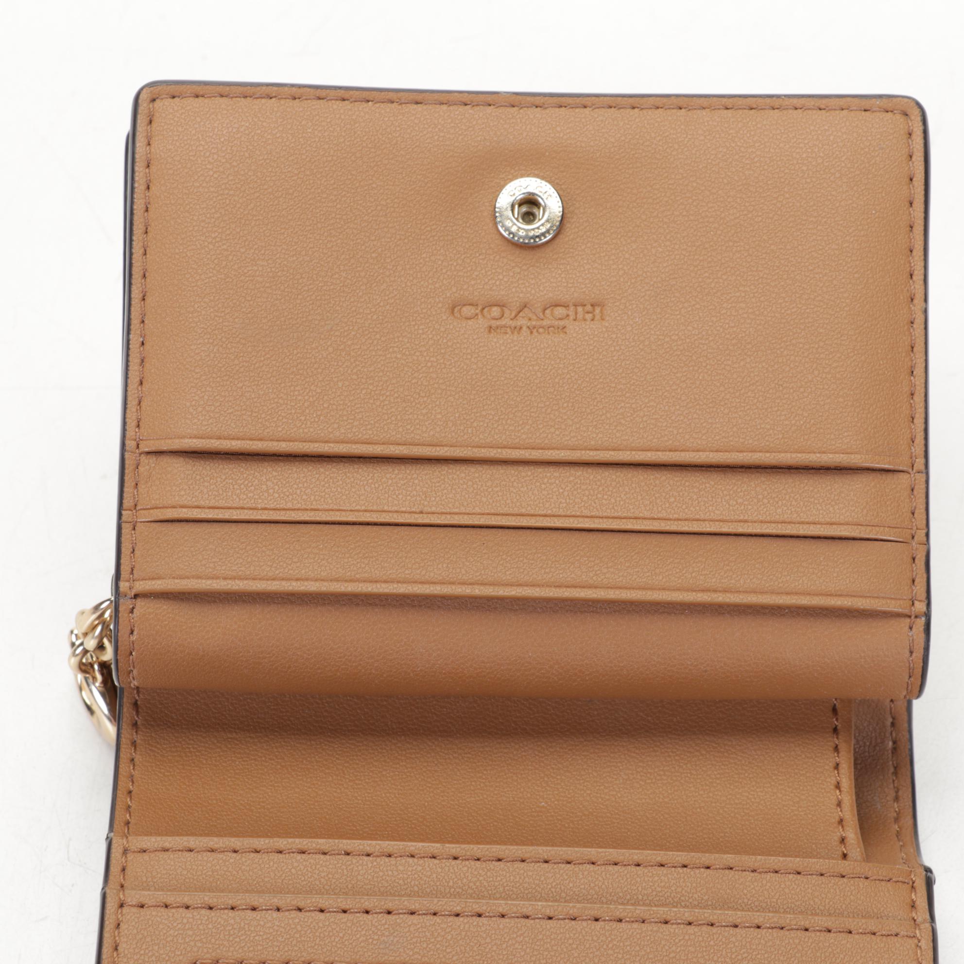 Large Coach Charlie Pouch in Patchwork Stripes, Black Gianna Booties, and Wallet