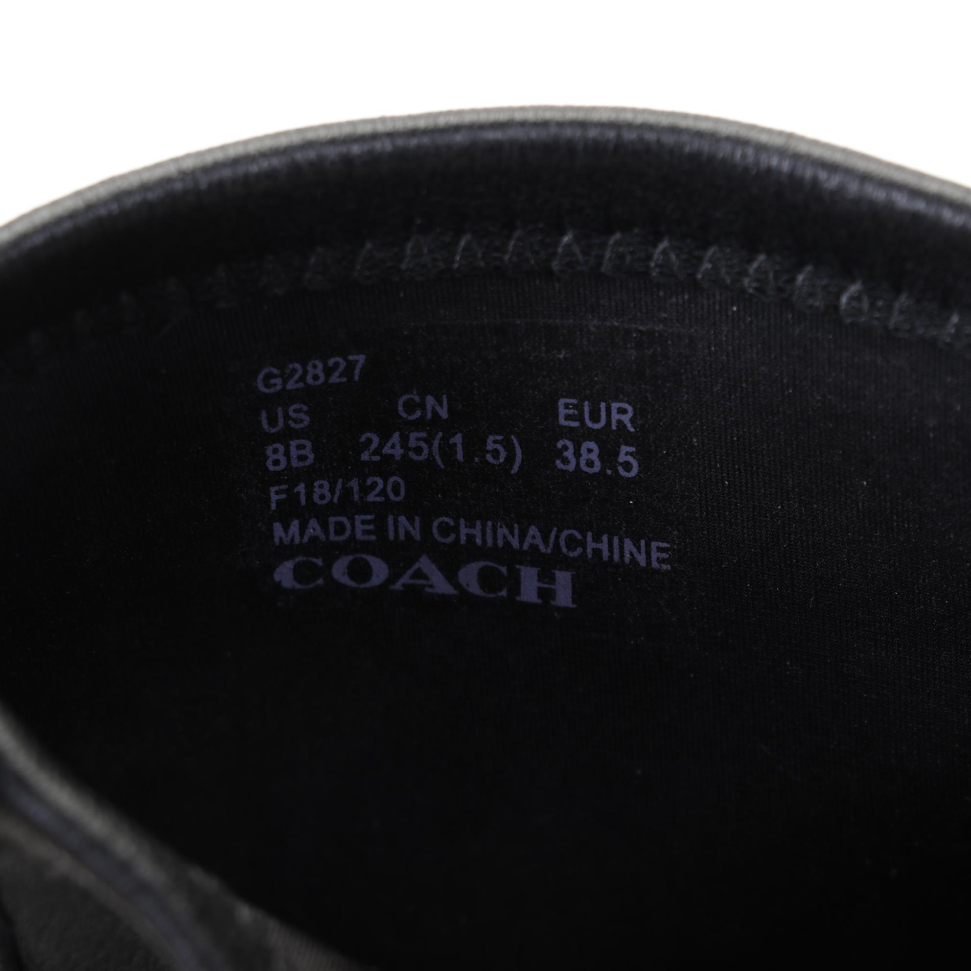 Large Coach Charlie Pouch in Patchwork Stripes, Black Gianna Booties, and Wallet