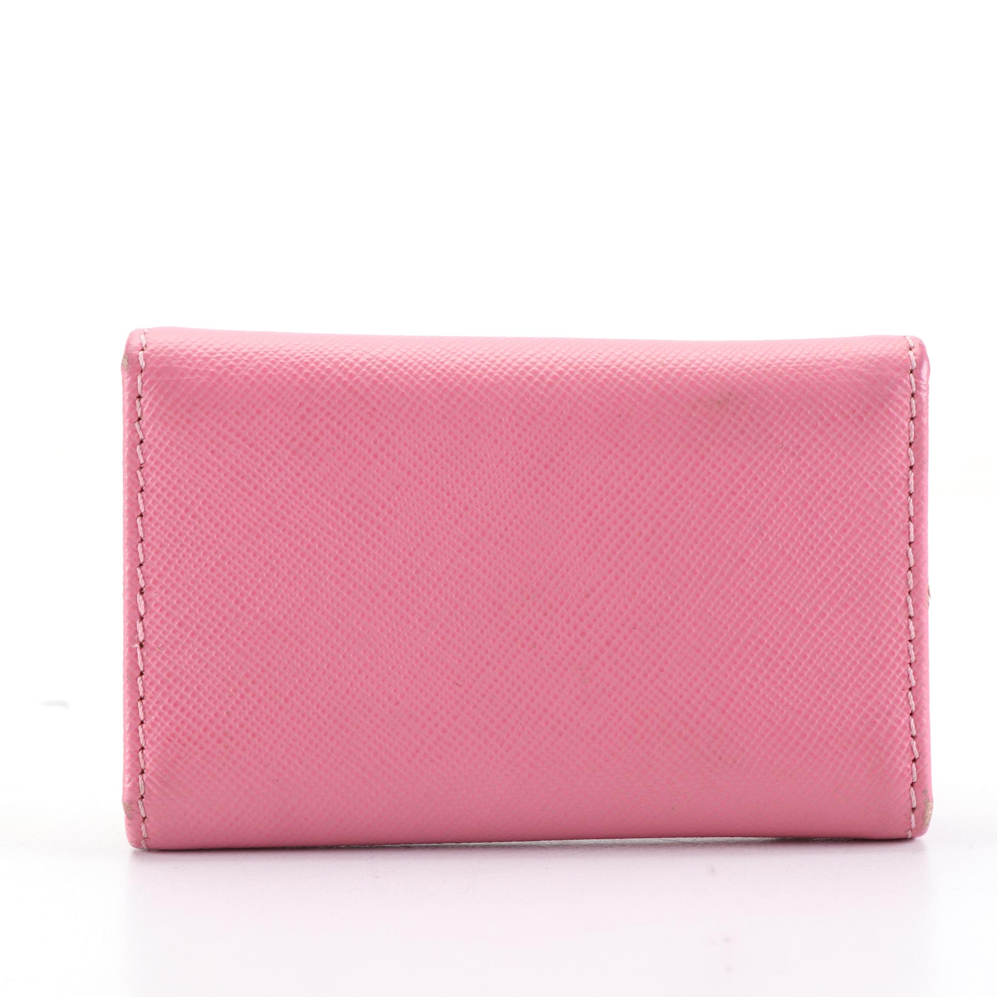 Prada Key Case in Pink Saffiano Leather