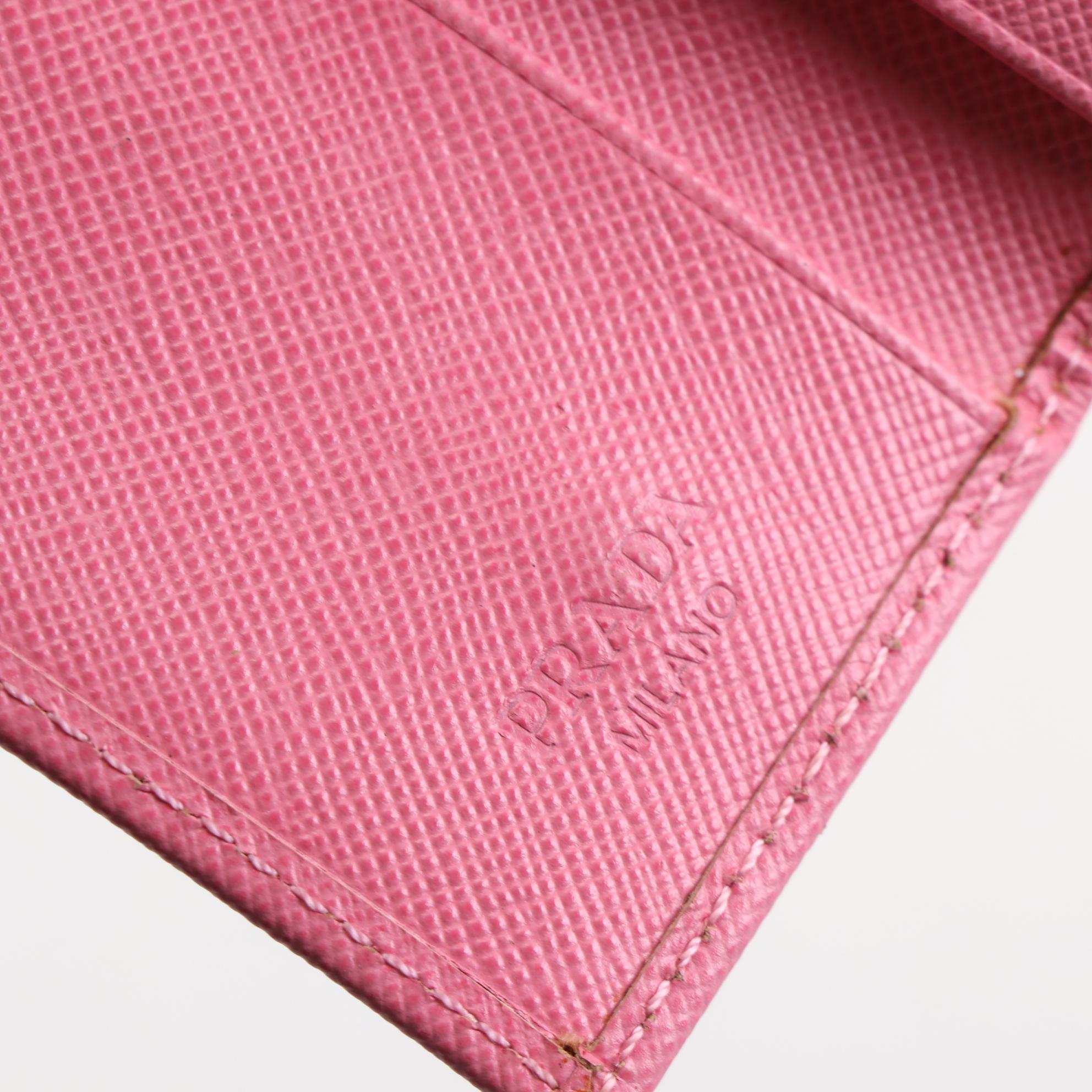 Prada Key Case in Pink Saffiano Leather
