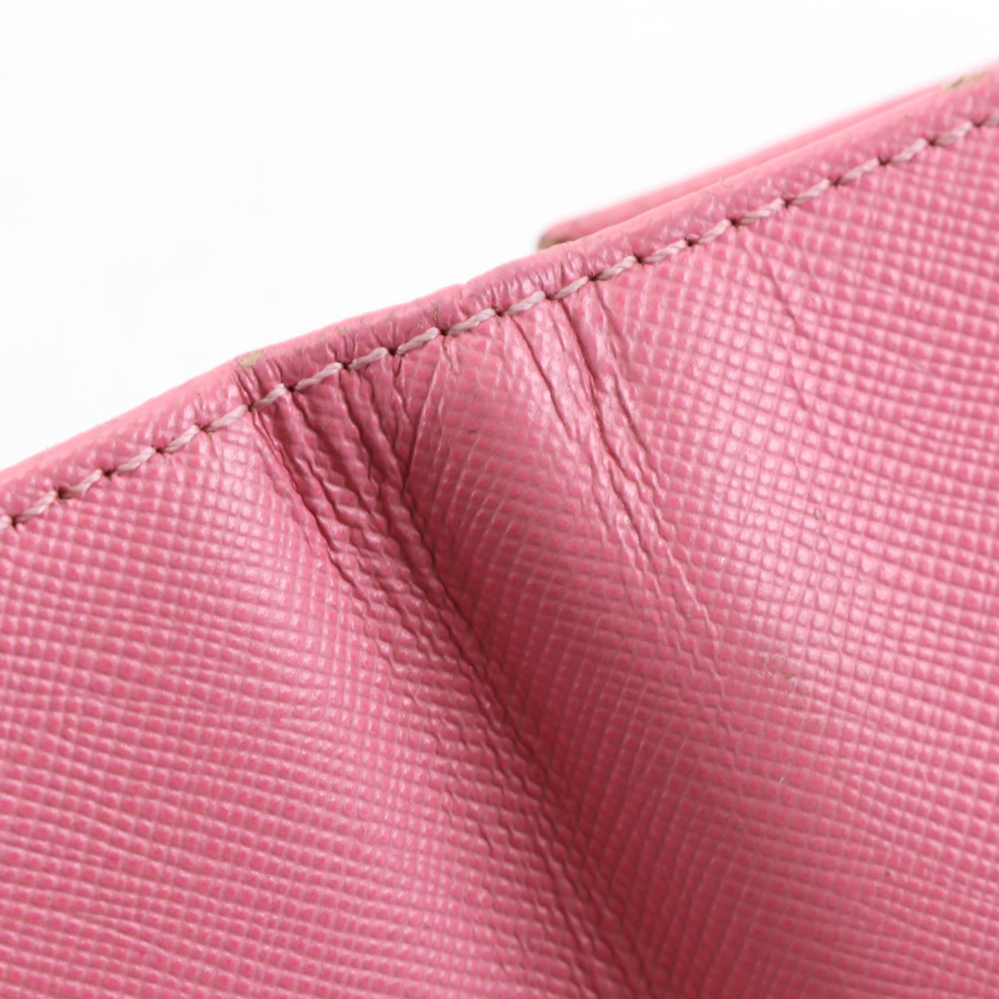 Prada Key Case in Pink Saffiano Leather