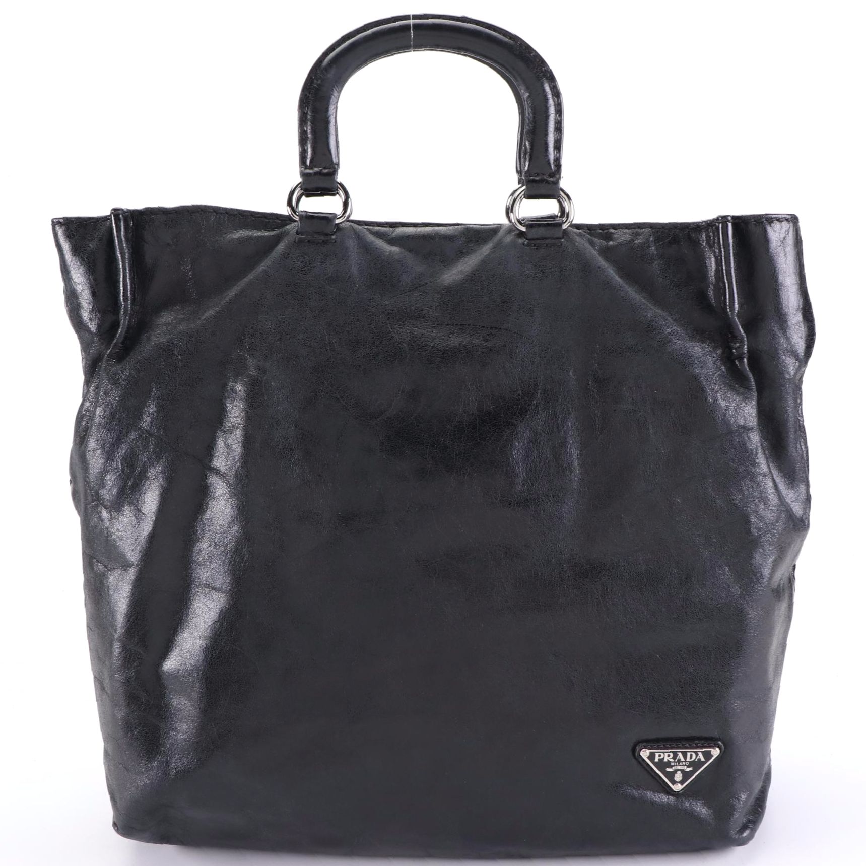 Prada Two-Way North-South Tote Bag in Black Leather