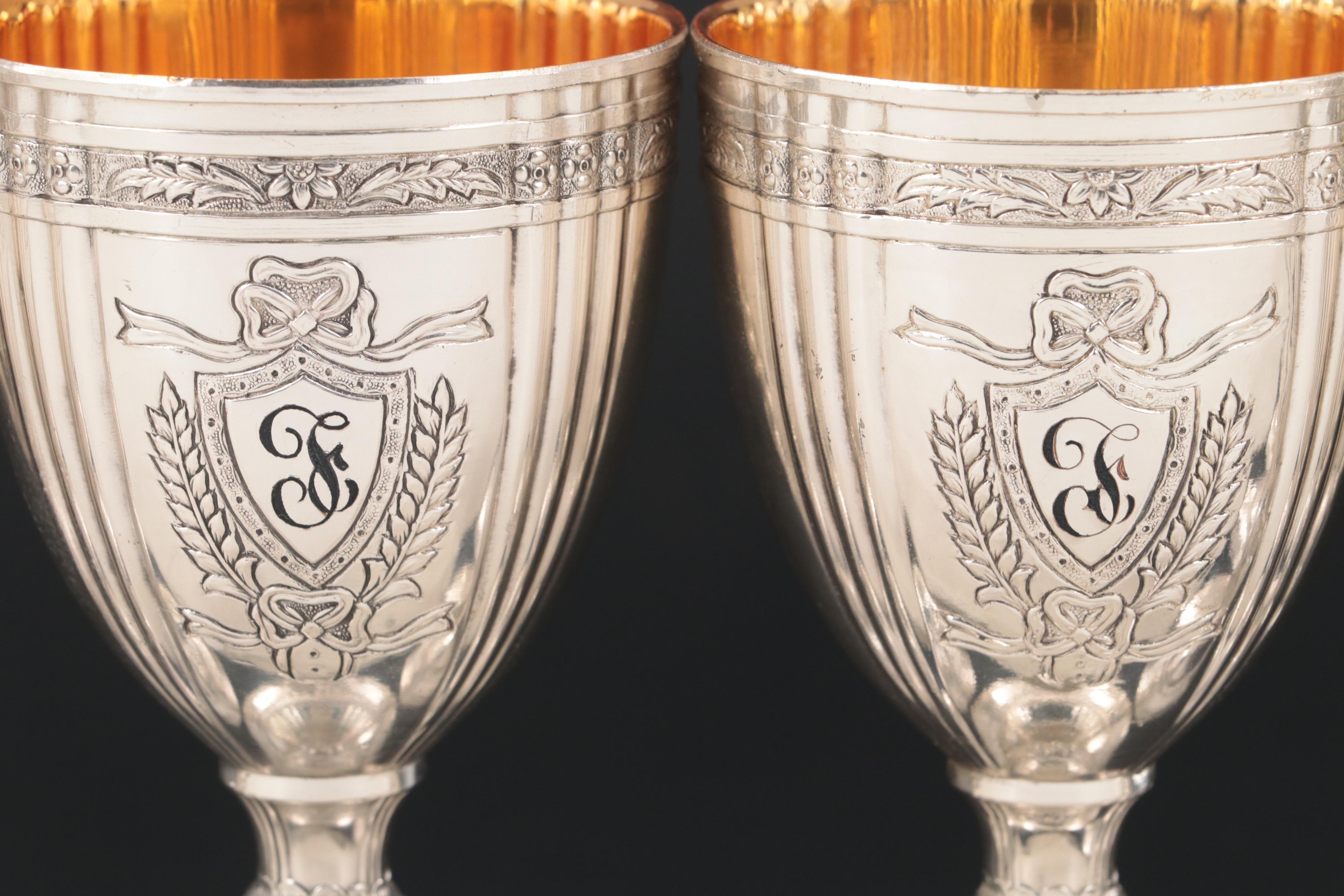 Corbell & Co. Monogrammed Silver Plate Goblets, 20th Century