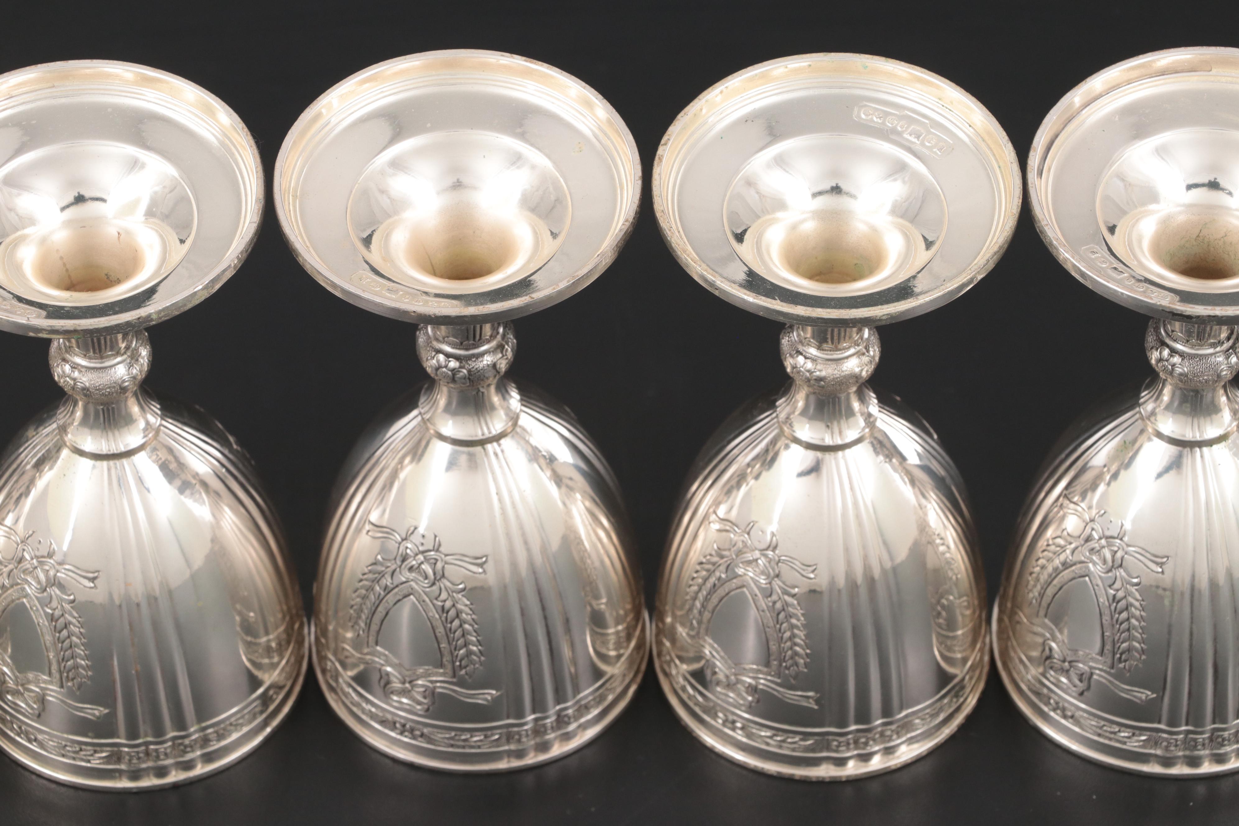 Corbell & Co. Monogrammed Silver Plate Goblets, 20th Century