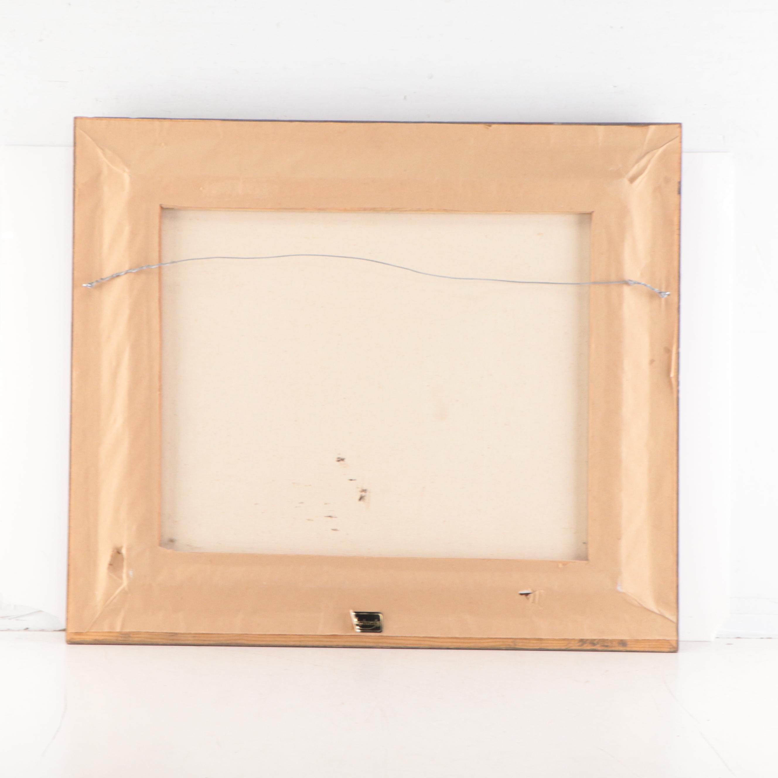 Mary Botto Wharf Scene Oil Painting, Mid-20th Century