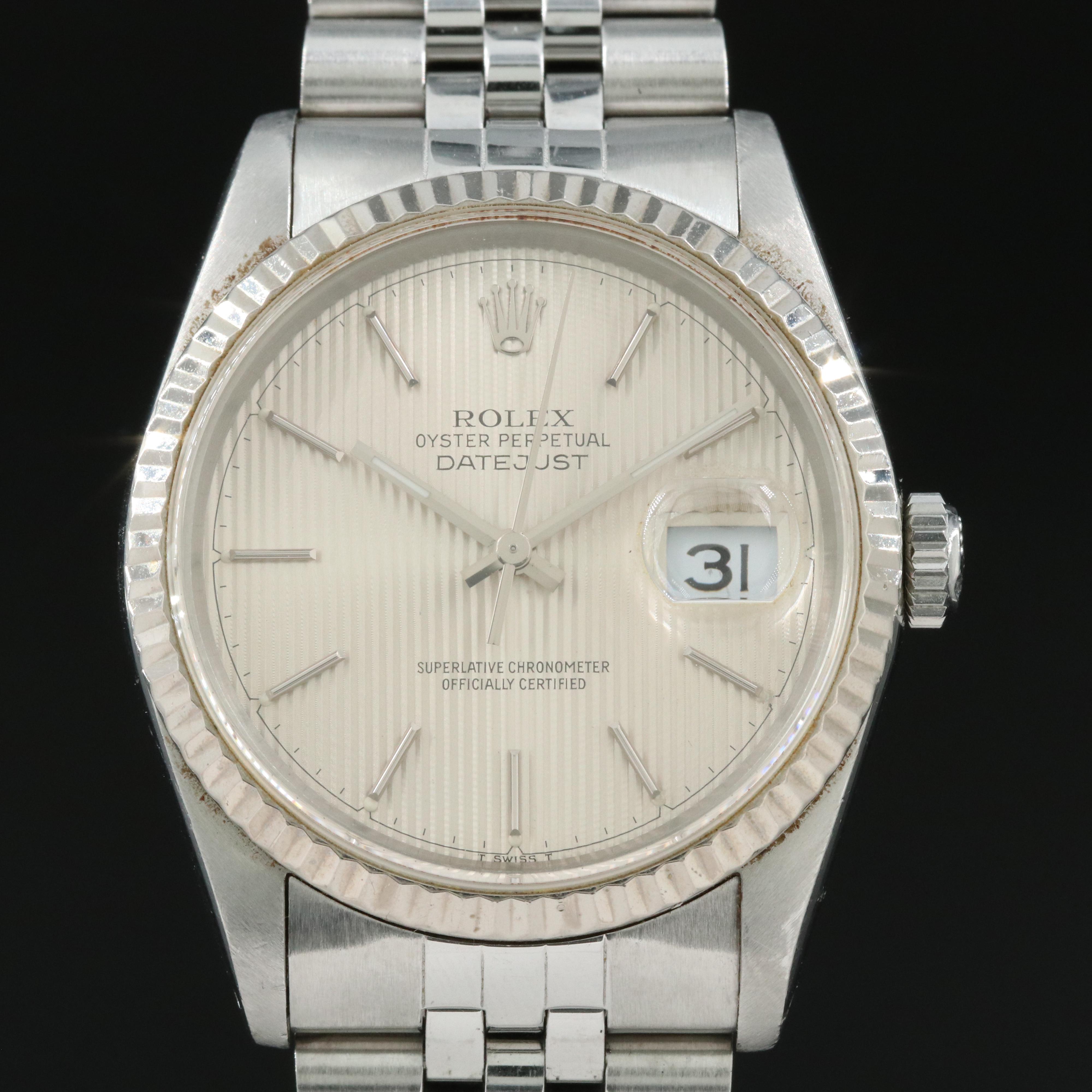1990 Rolex Datejust Tapestry Dial Watch