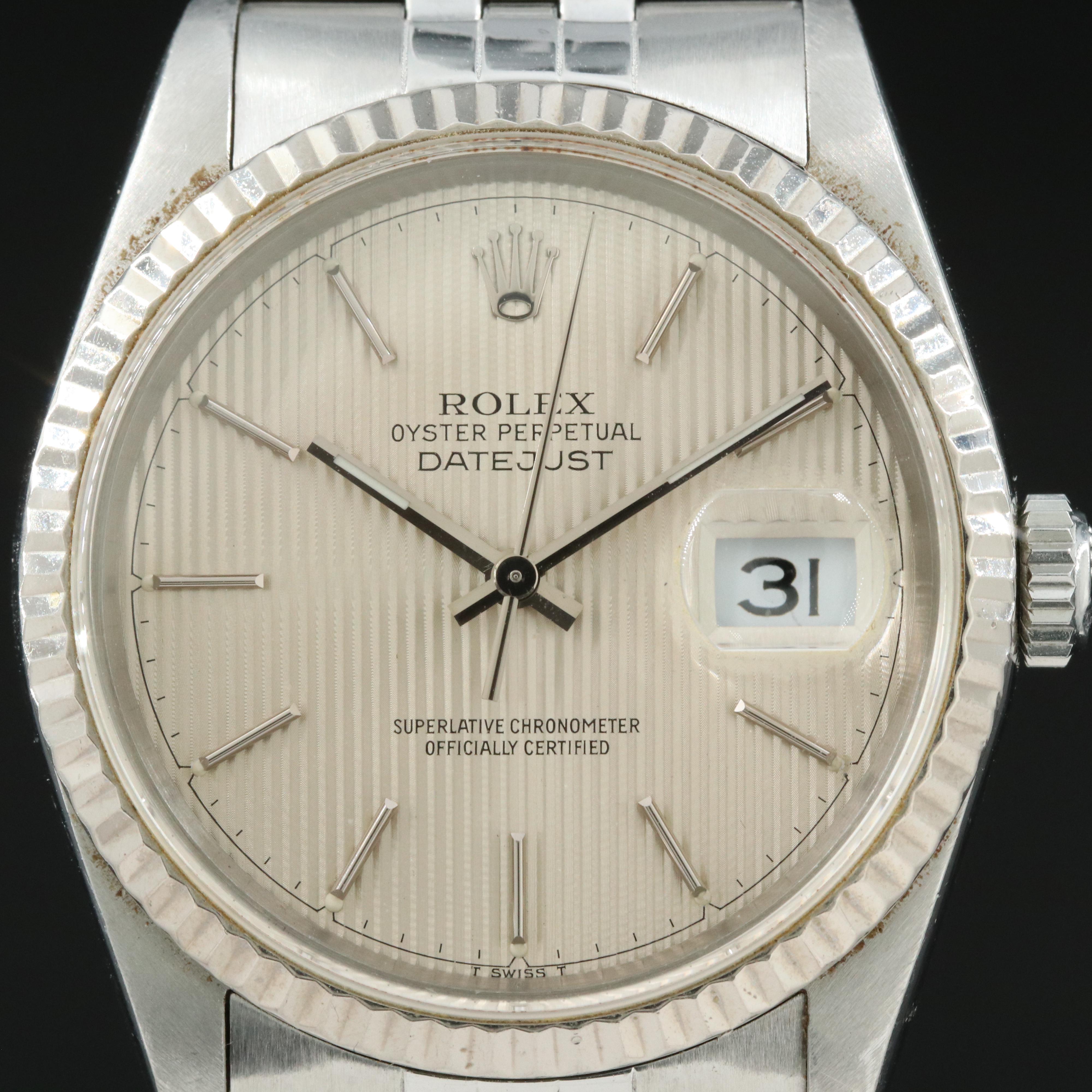 1990 Rolex Datejust Tapestry Dial Watch