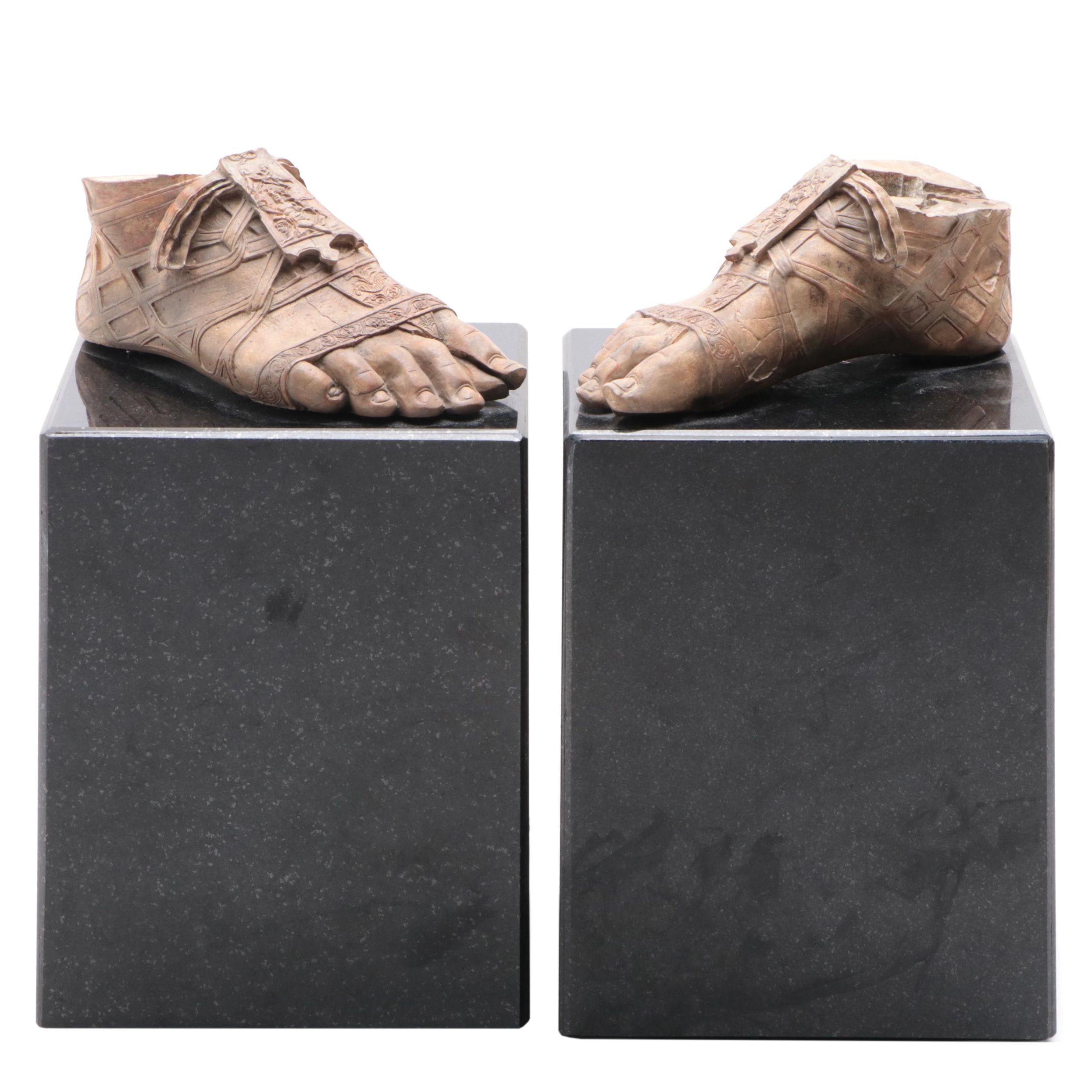 Metropolitan Museum of Art Roman "Ivory Sandaled Foot" Replica Granite Bookends