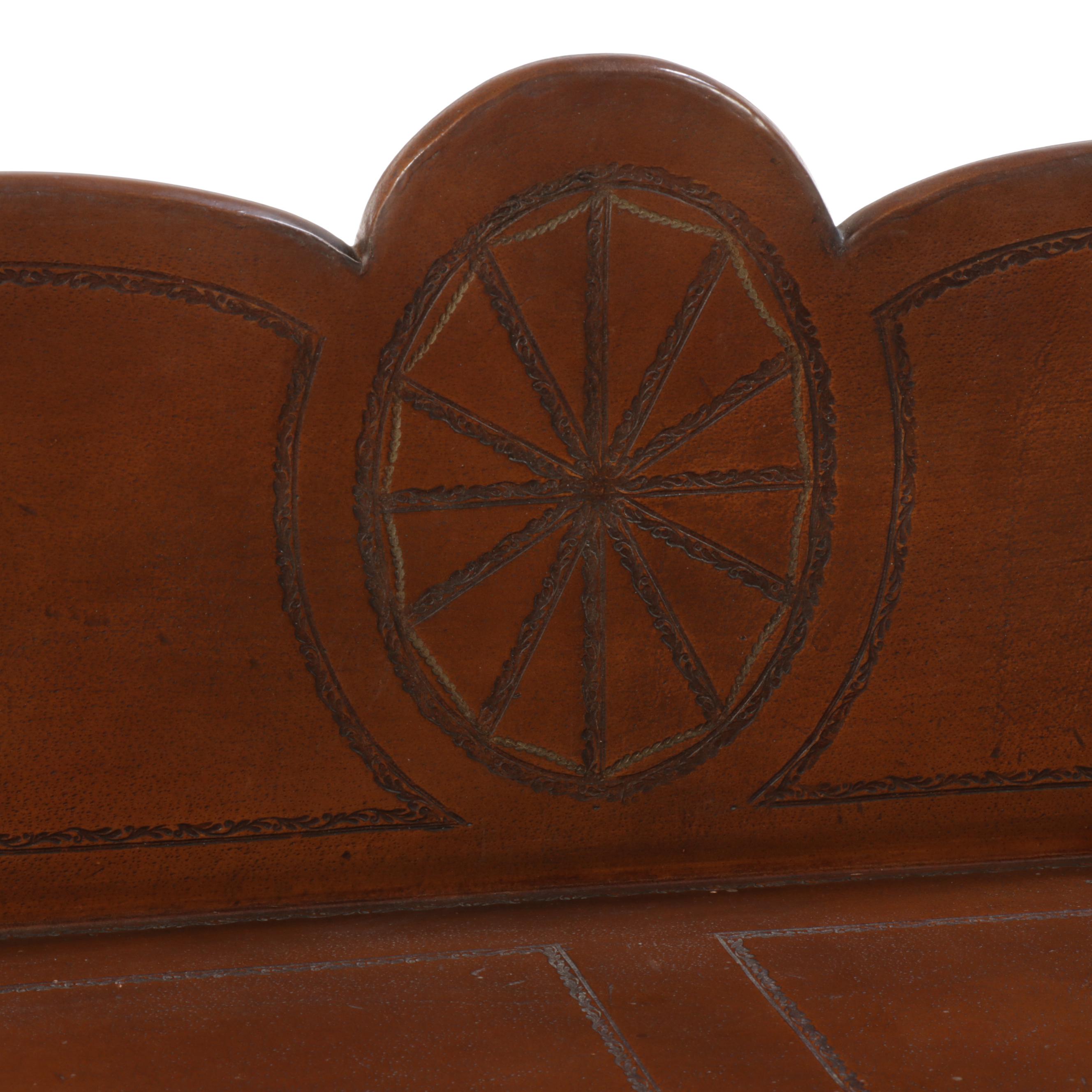 Brass-Mounted Iron and Leather-Clad Console Table, Style of Maitland-Smith