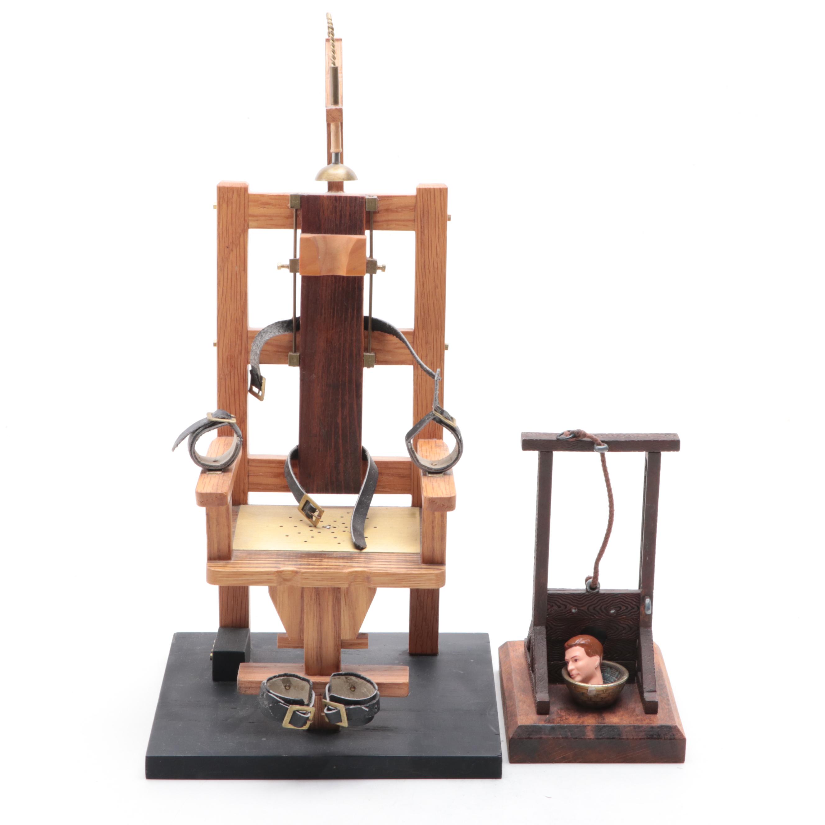 Miniature Electric Chair with Miniature Guillotine
