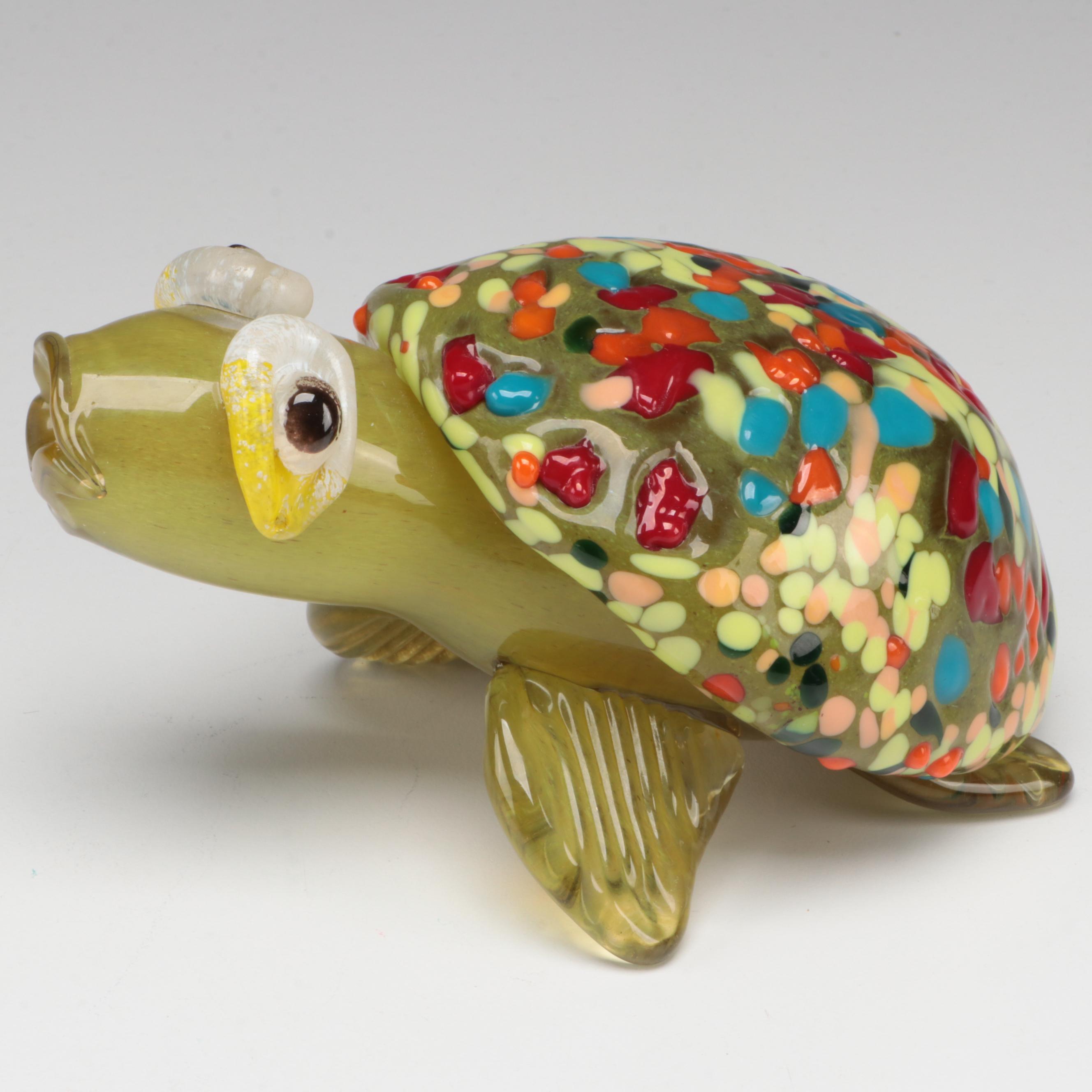 HQT Glass Bird with Other Art Glass Turtle and Flower Figurines