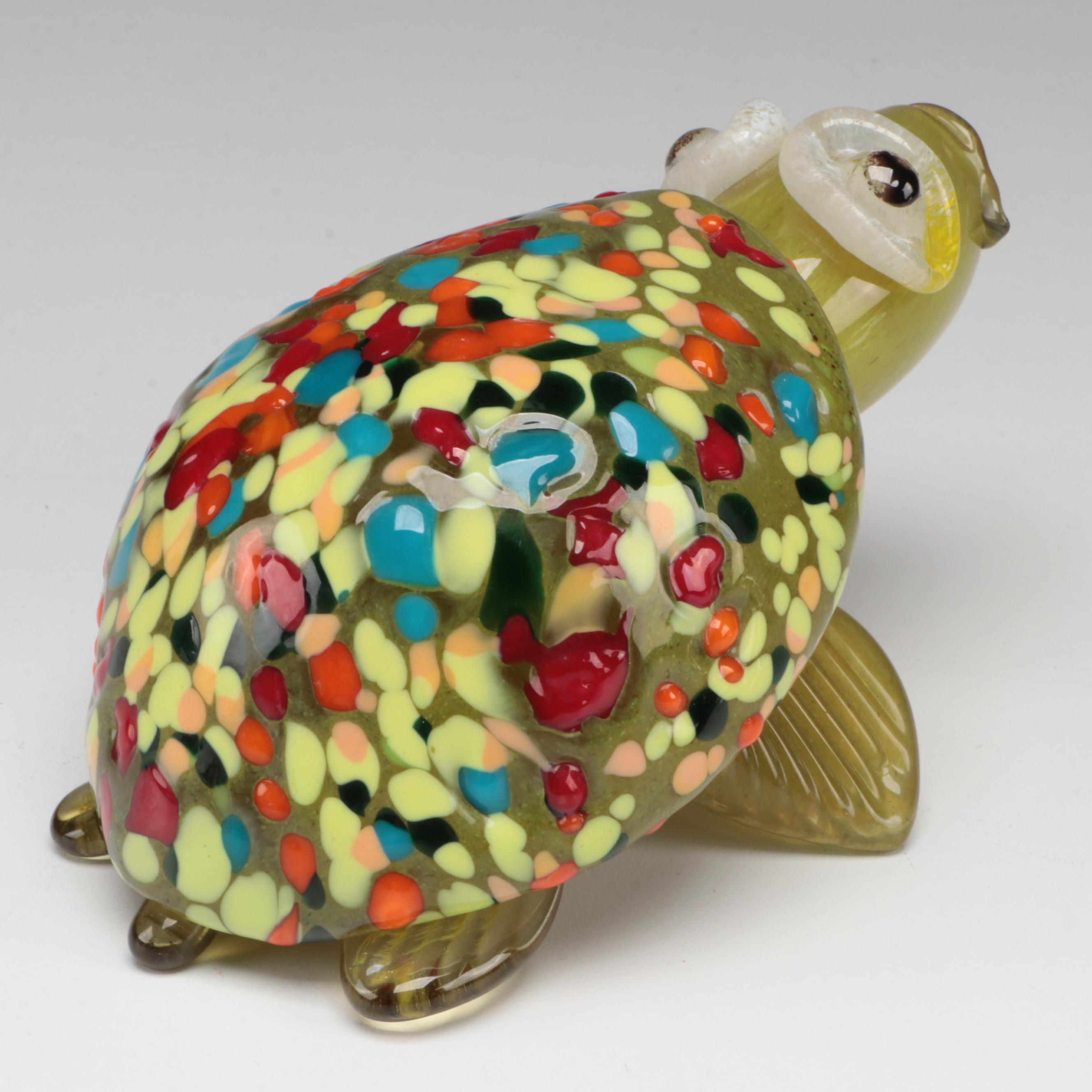 HQT Glass Bird with Other Art Glass Turtle and Flower Figurines