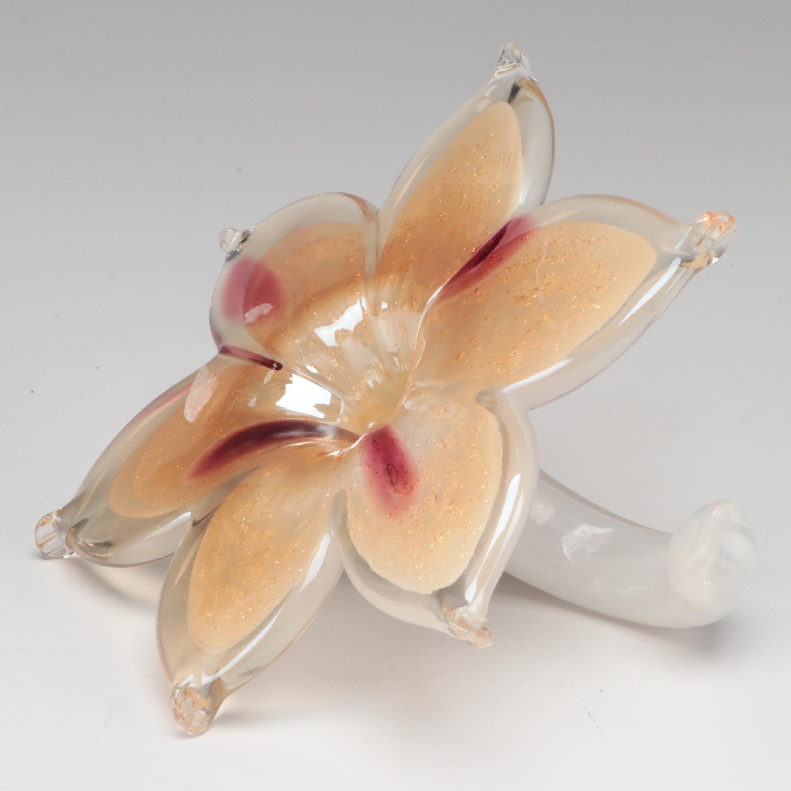 HQT Glass Bird with Other Art Glass Turtle and Flower Figurines