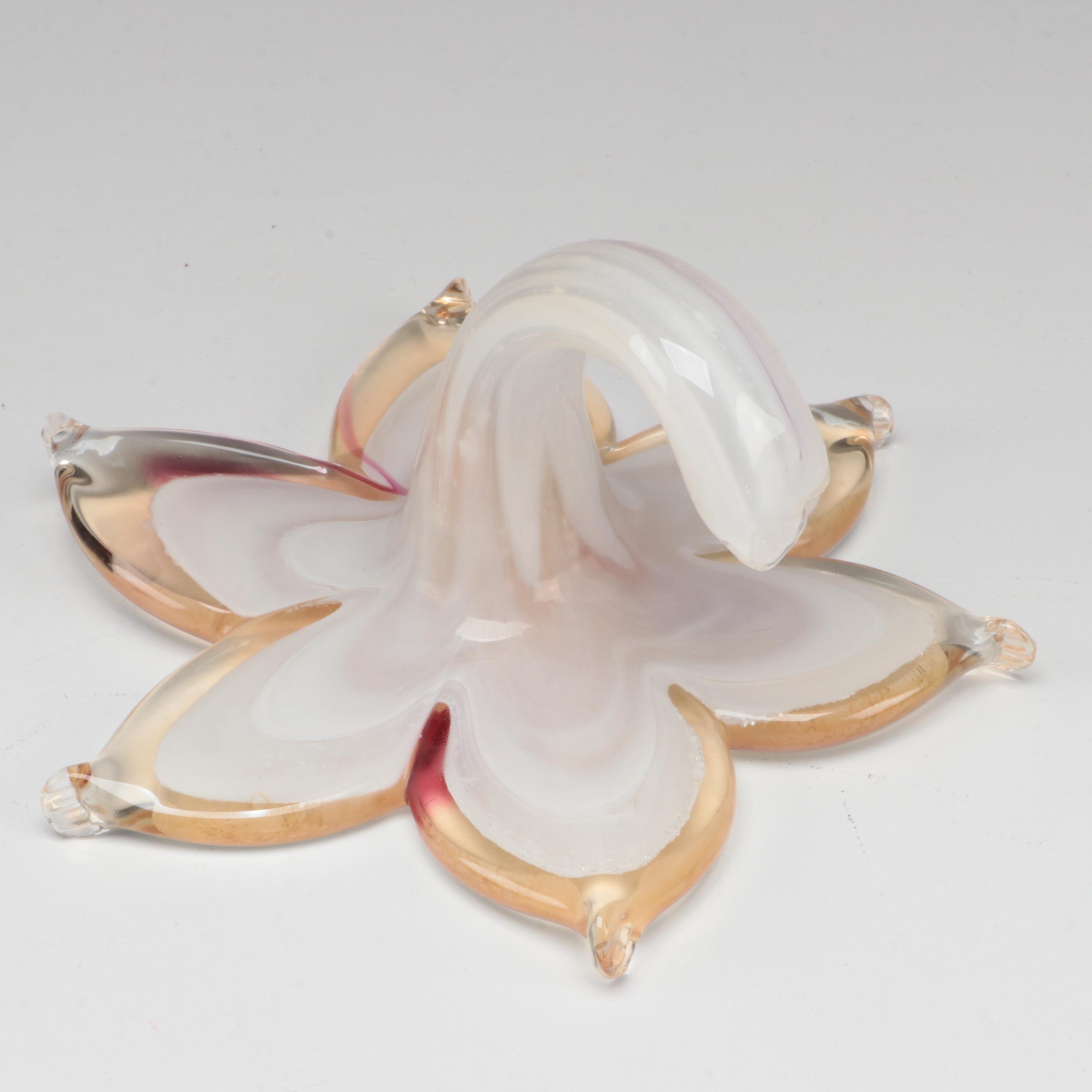 HQT Glass Bird with Other Art Glass Turtle and Flower Figurines