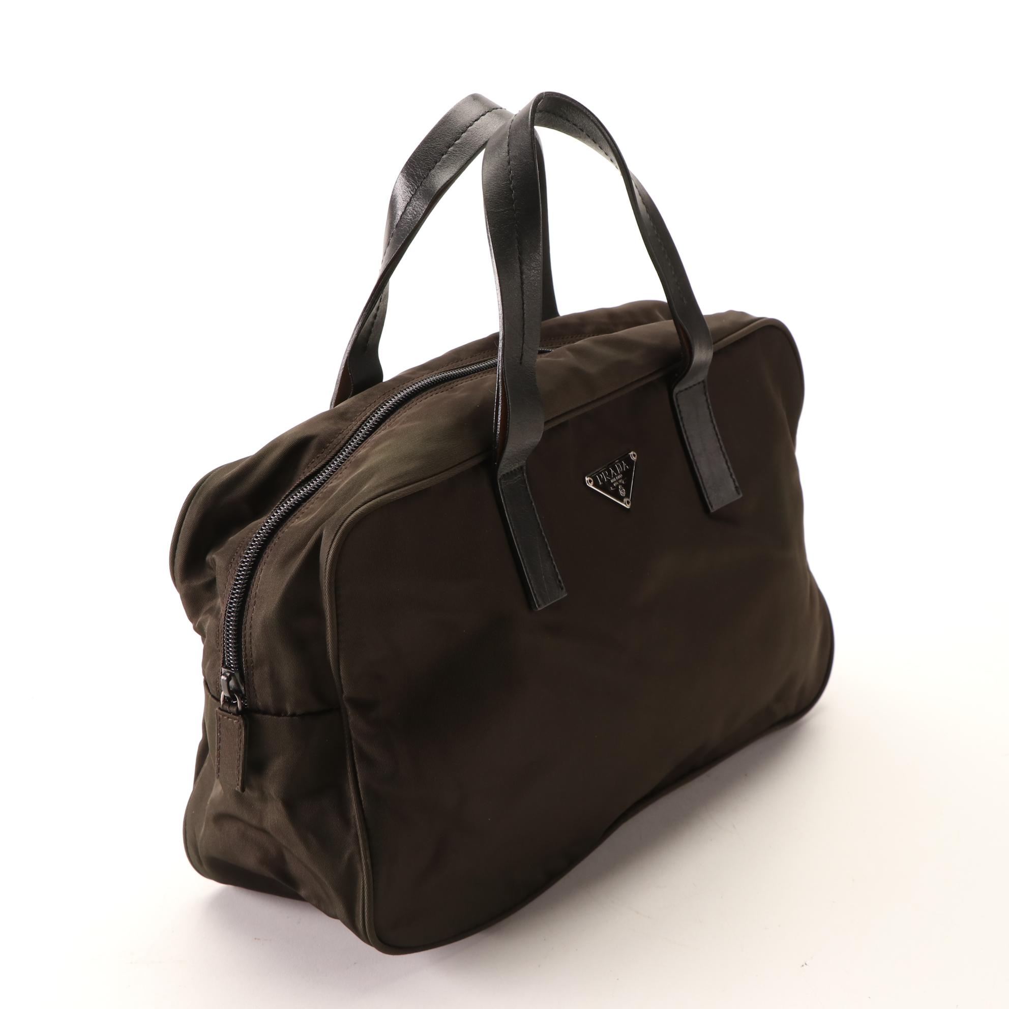 Prada Tessuto Nylon Handbag with Leather Trim