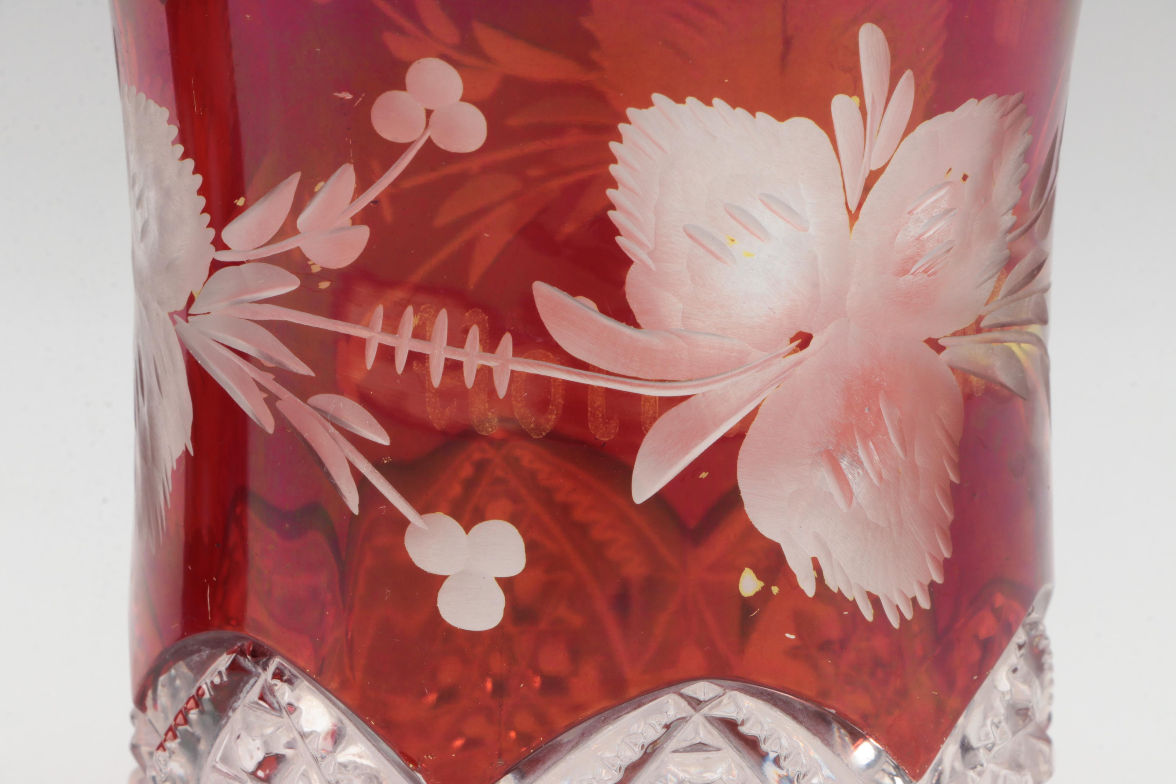 Duncan & Miller "Button Arches Ruby Flashed" Tumbler and Other Juice Glasses