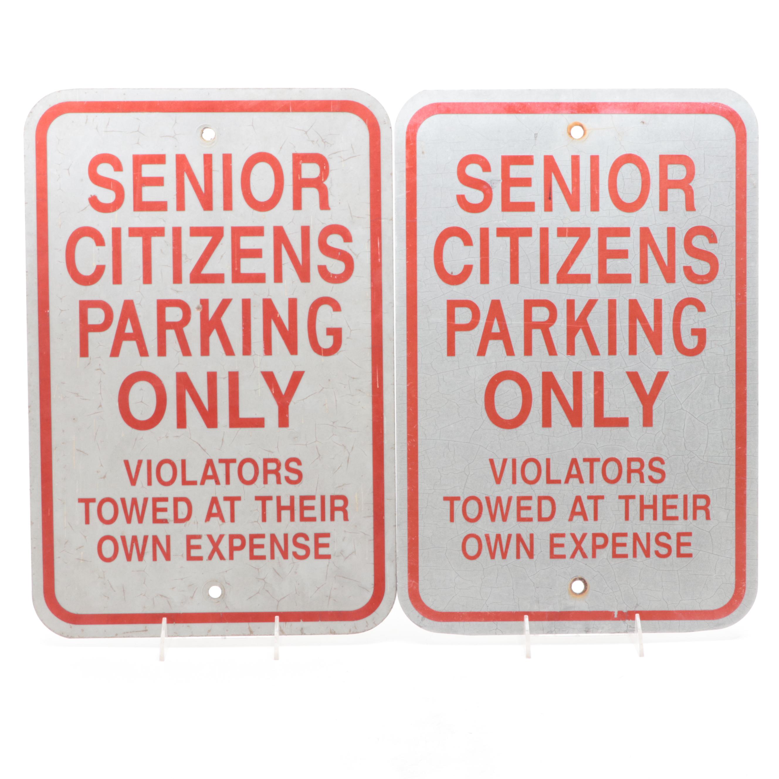 "Senior Citizens Parking Only" Metal Street Signs