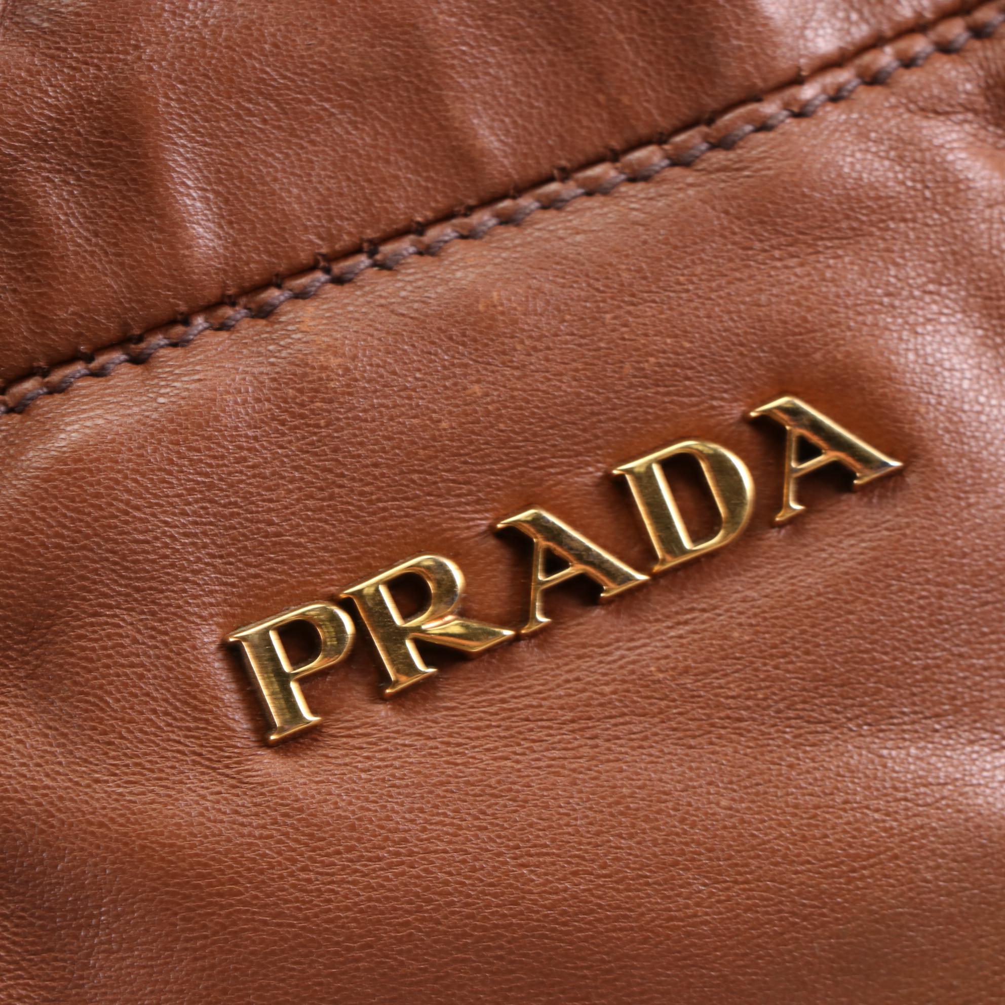 Prada Drawstring Shoulder Bag BN1757 in Antique Nappa Leather
