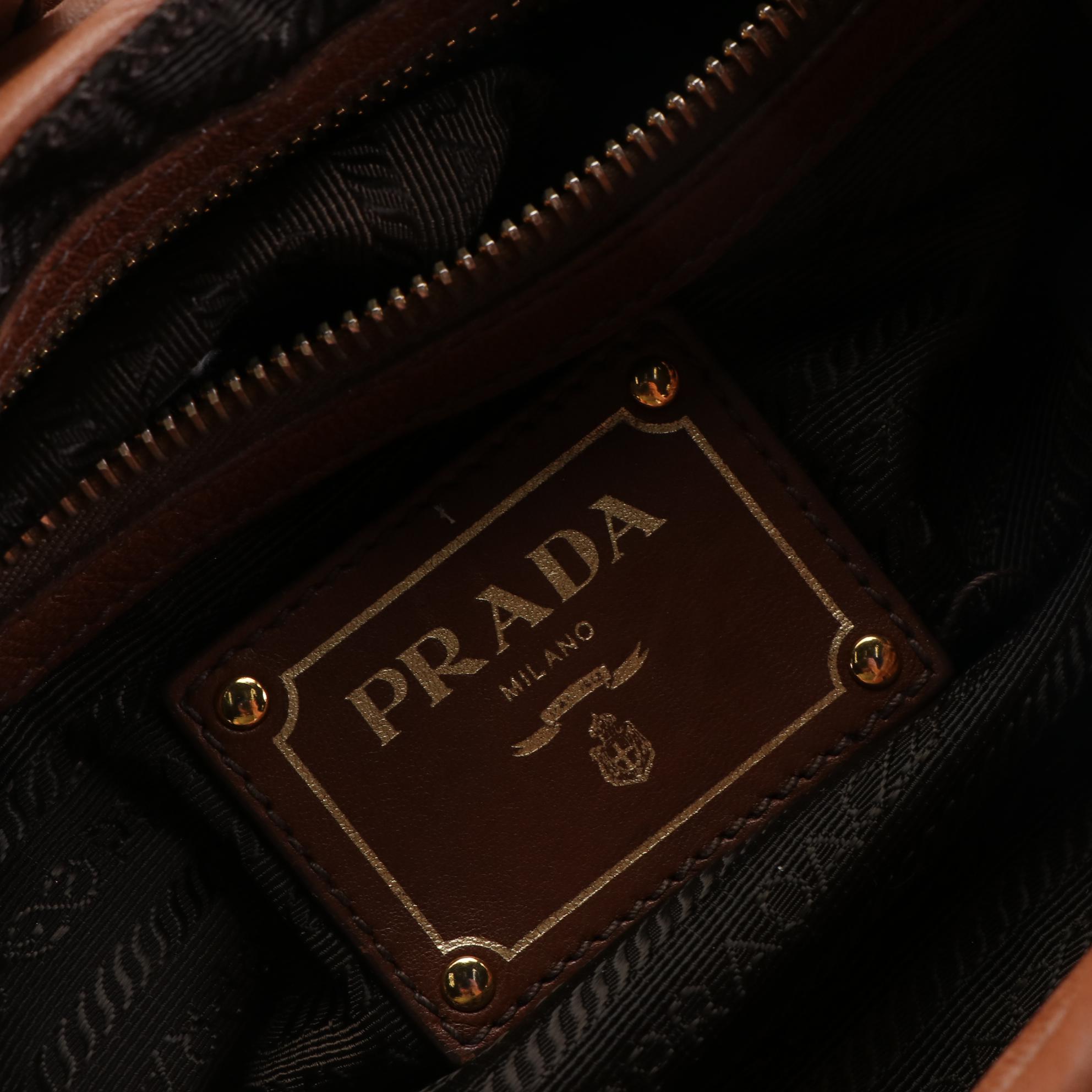 Prada Drawstring Shoulder Bag BN1757 in Antique Nappa Leather