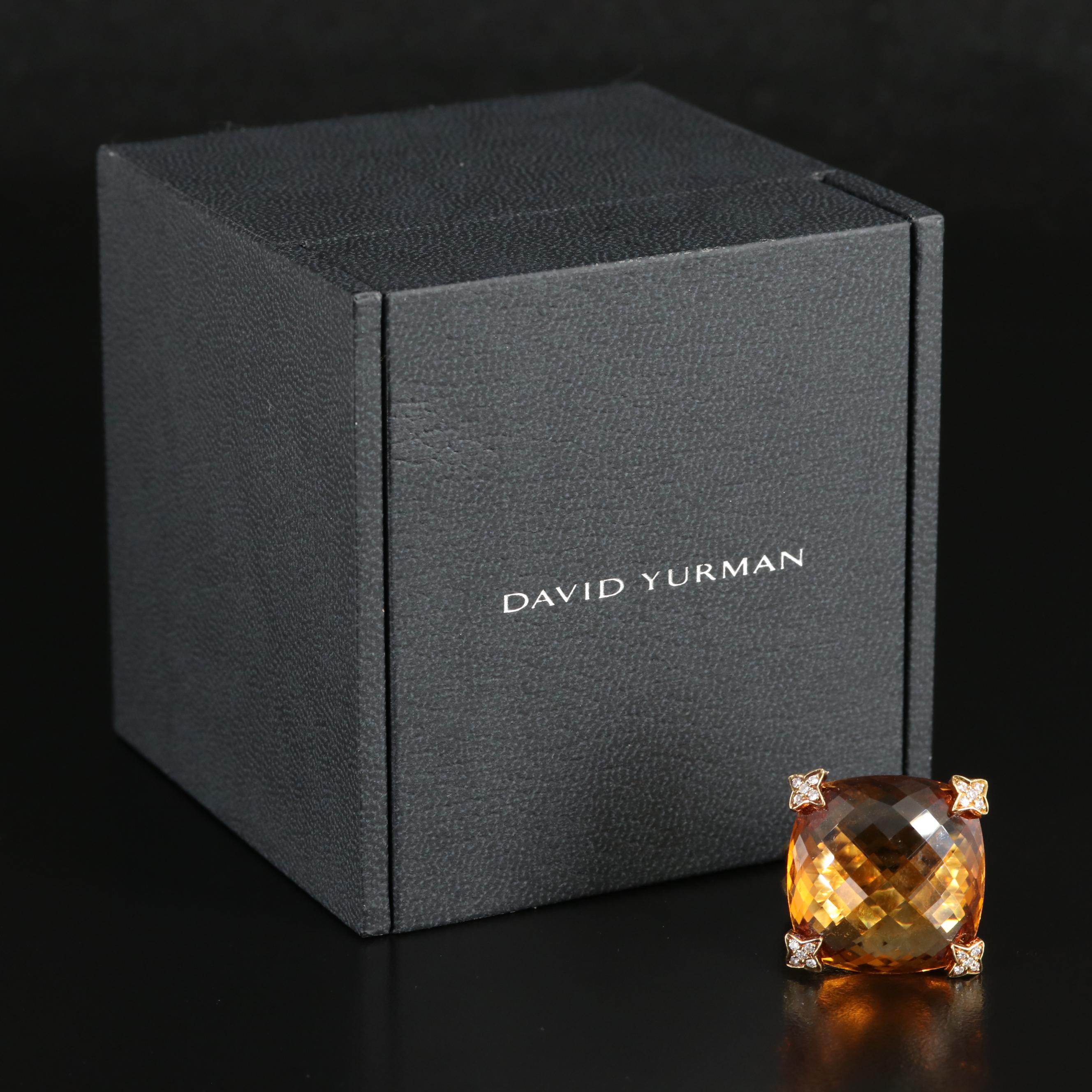 David Yurman "Chatelaine" 18K Citrine and Diamond Ring