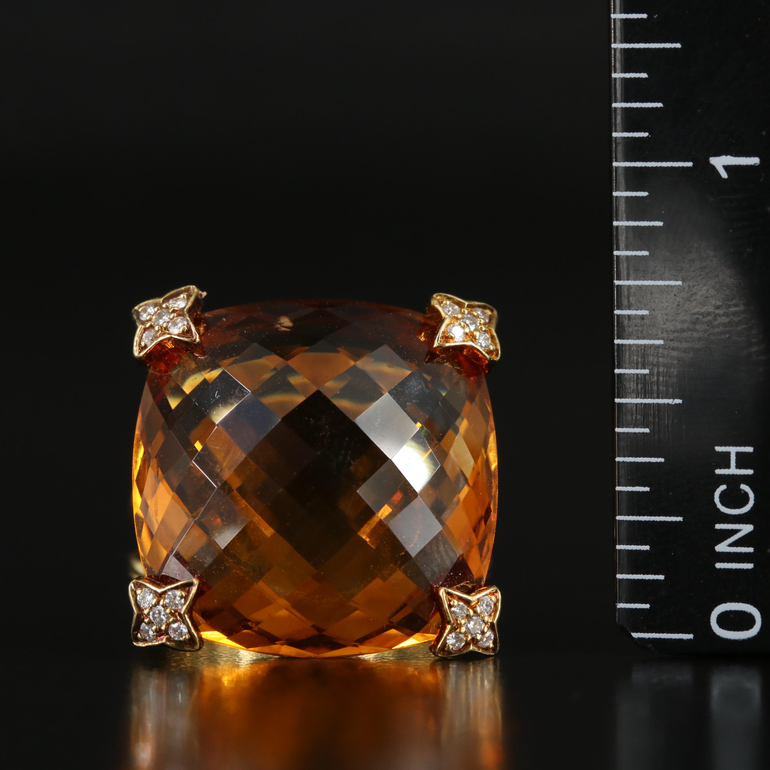 David Yurman "Chatelaine" 18K Citrine and Diamond Ring