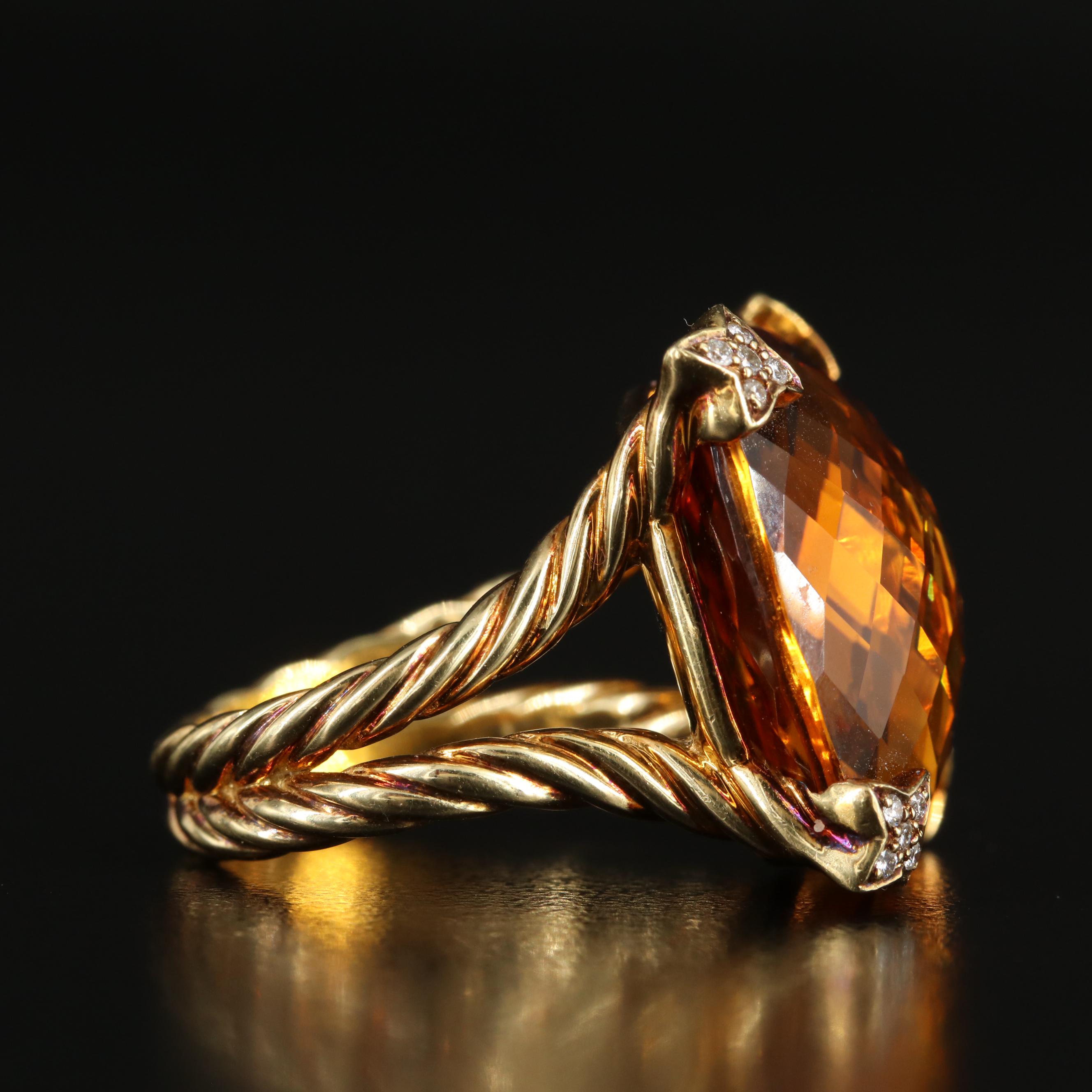 David Yurman "Chatelaine" 18K Citrine and Diamond Ring