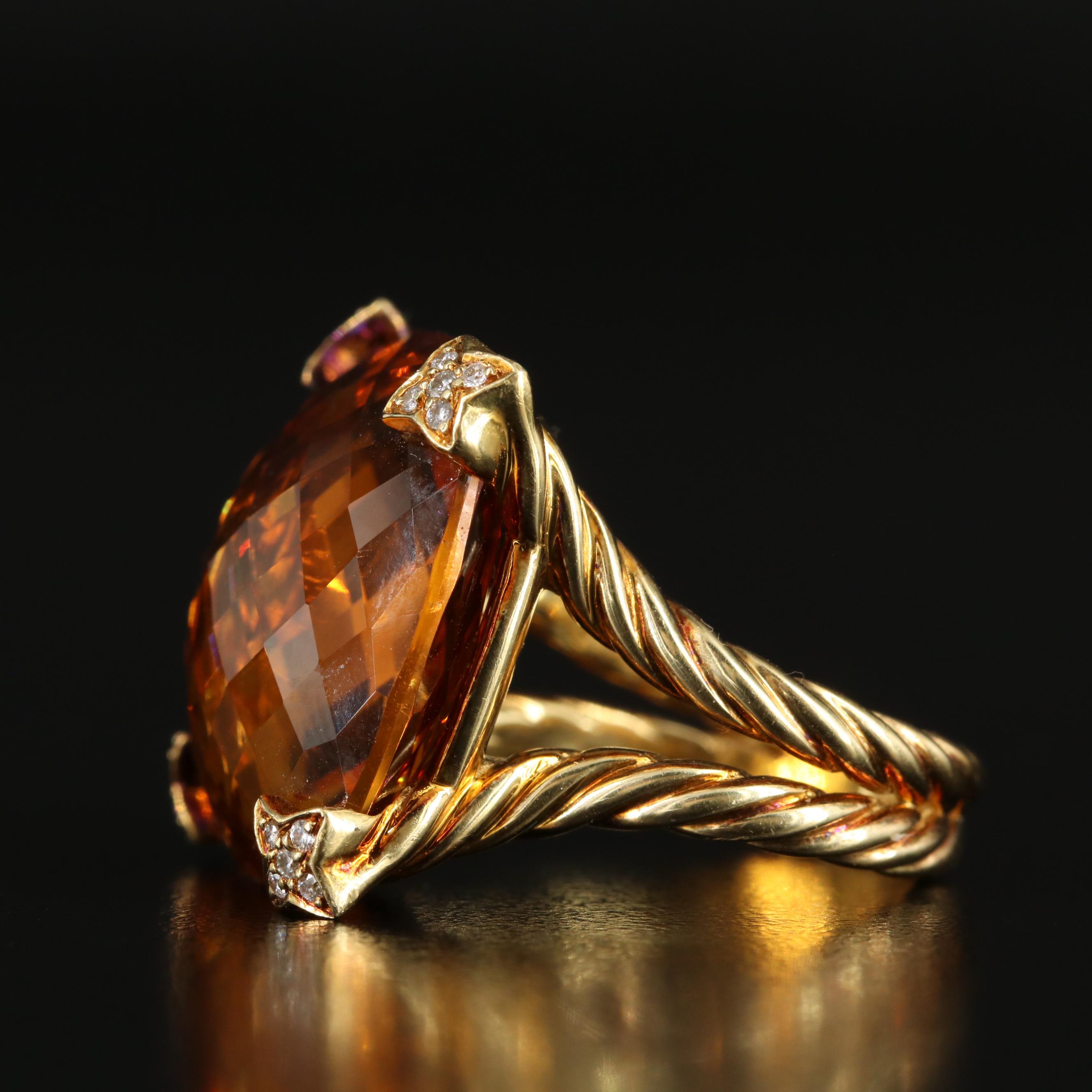 David Yurman "Chatelaine" 18K Citrine and Diamond Ring