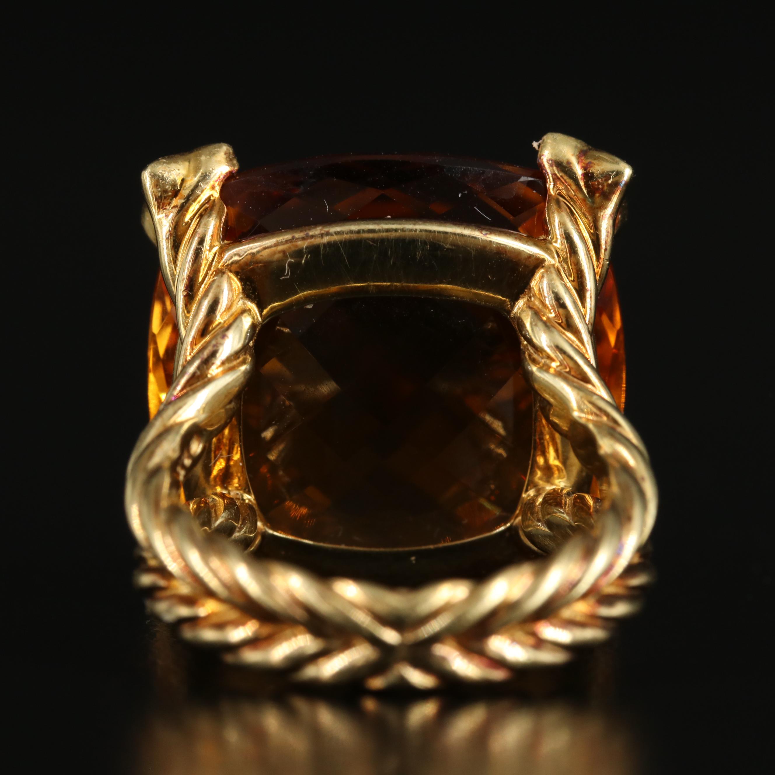David Yurman "Chatelaine" 18K Citrine and Diamond Ring