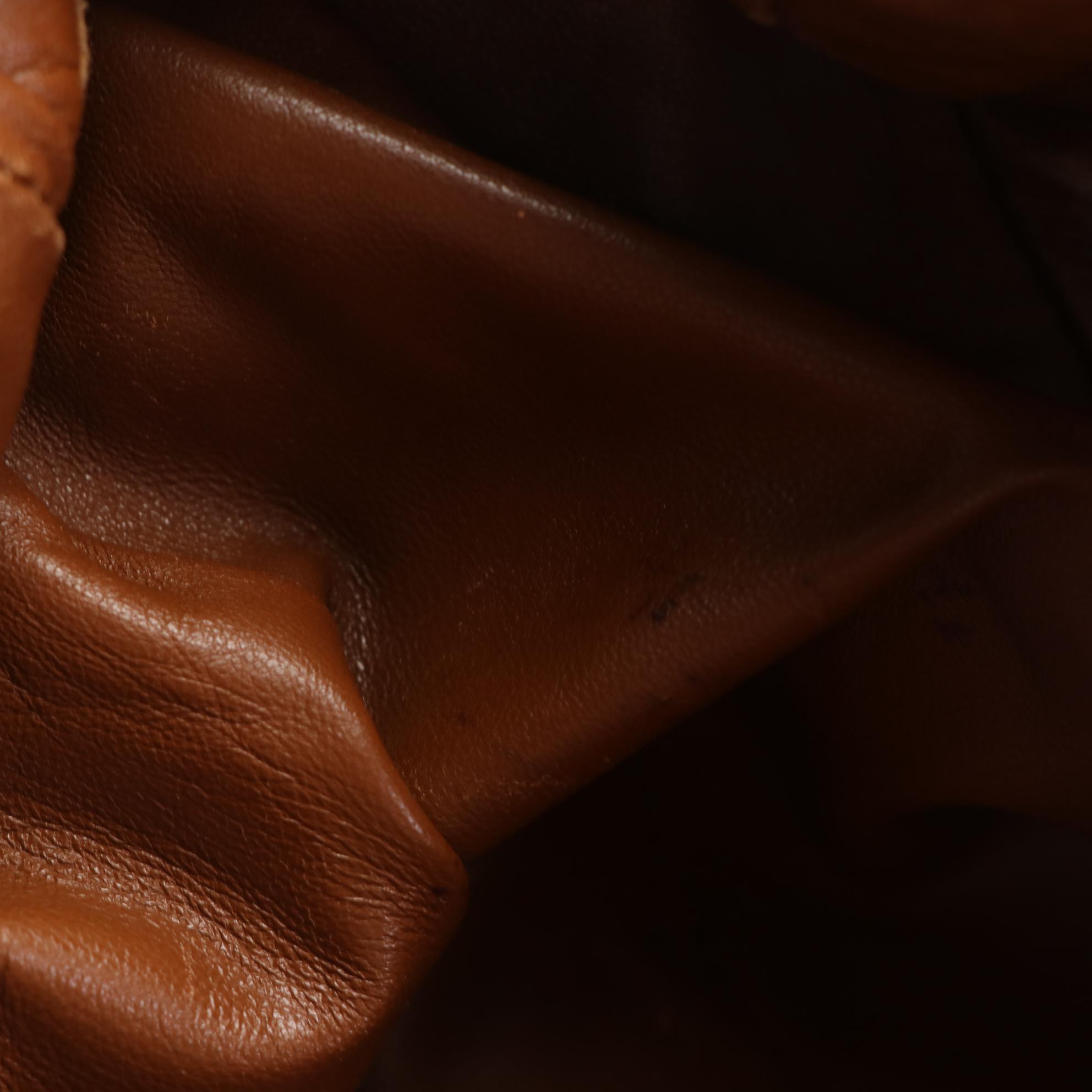 Prada Washed Shoulder Bag in Brown Leather