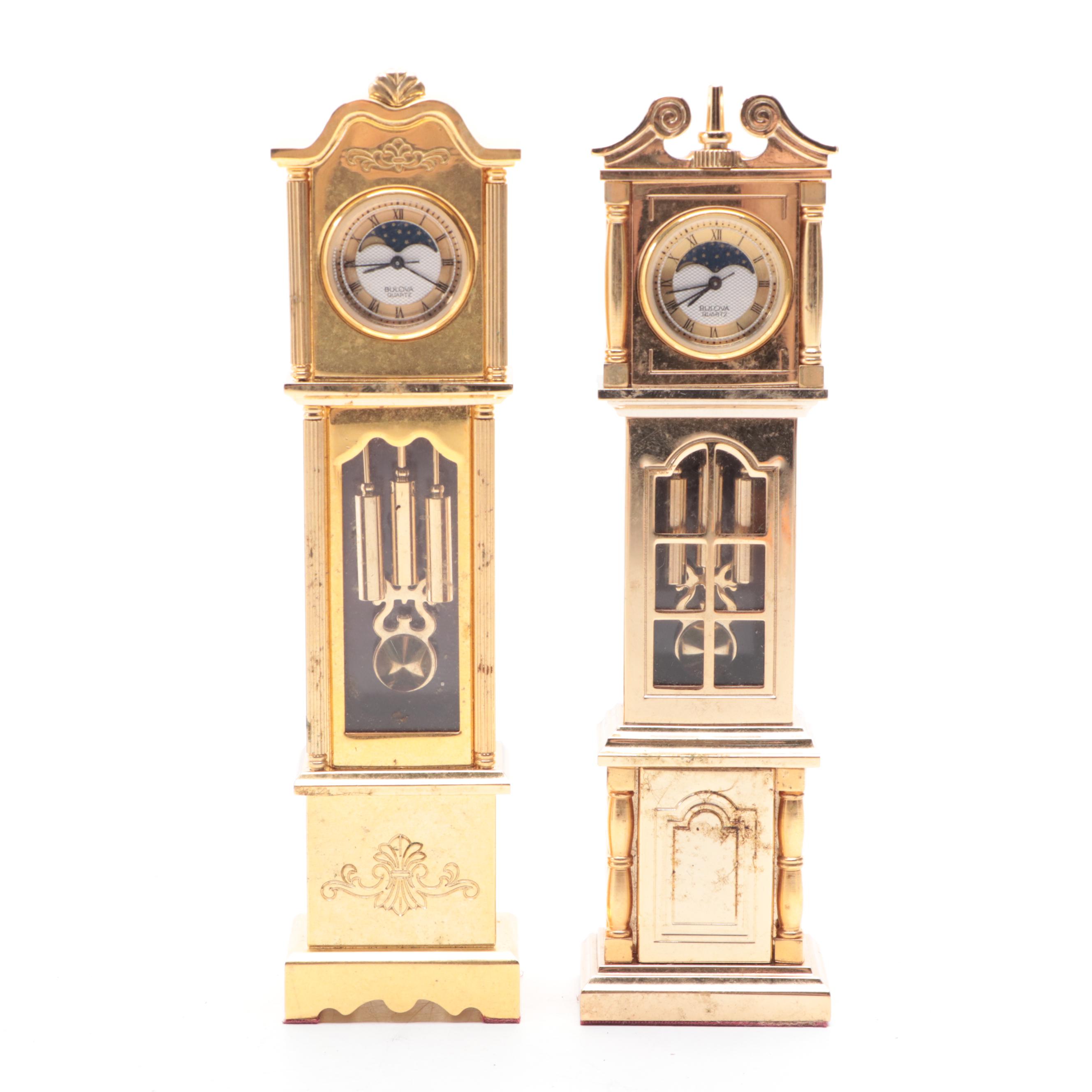 Schmidt Brass and Fluorescent Alarm Clock with Bulova Miniature Brass Clocks
