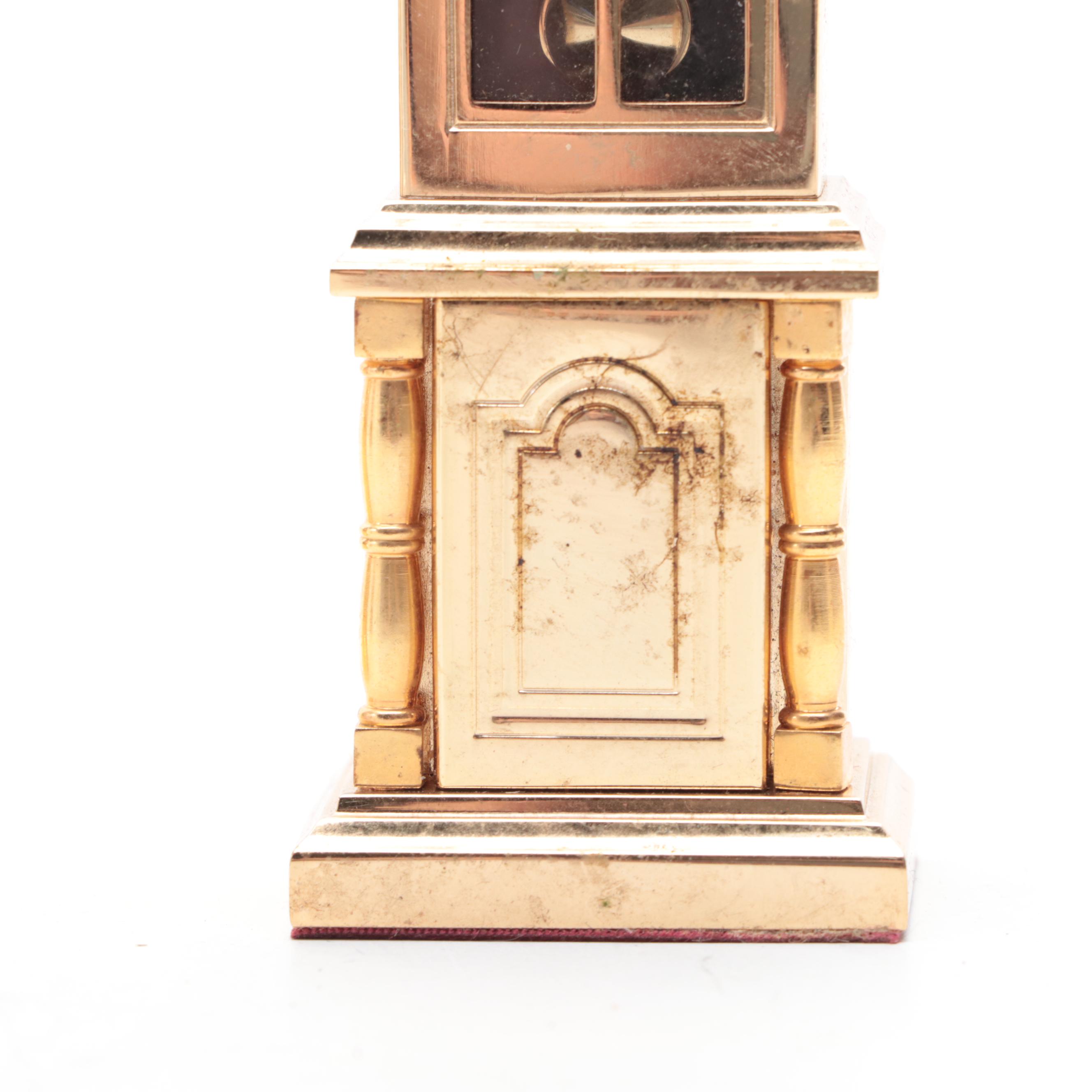 Schmidt Brass and Fluorescent Alarm Clock with Bulova Miniature Brass Clocks