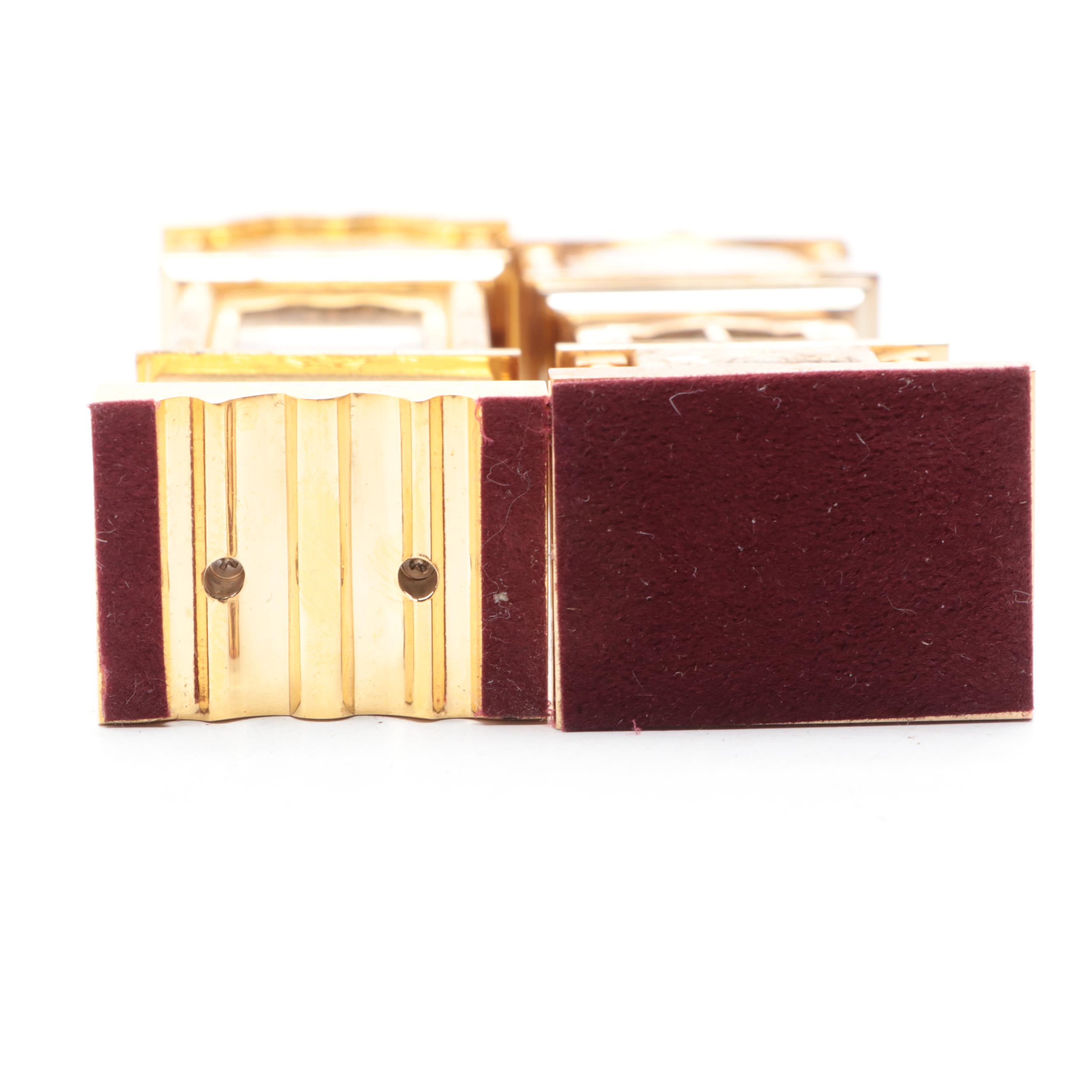 Schmidt Brass and Fluorescent Alarm Clock with Bulova Miniature Brass Clocks