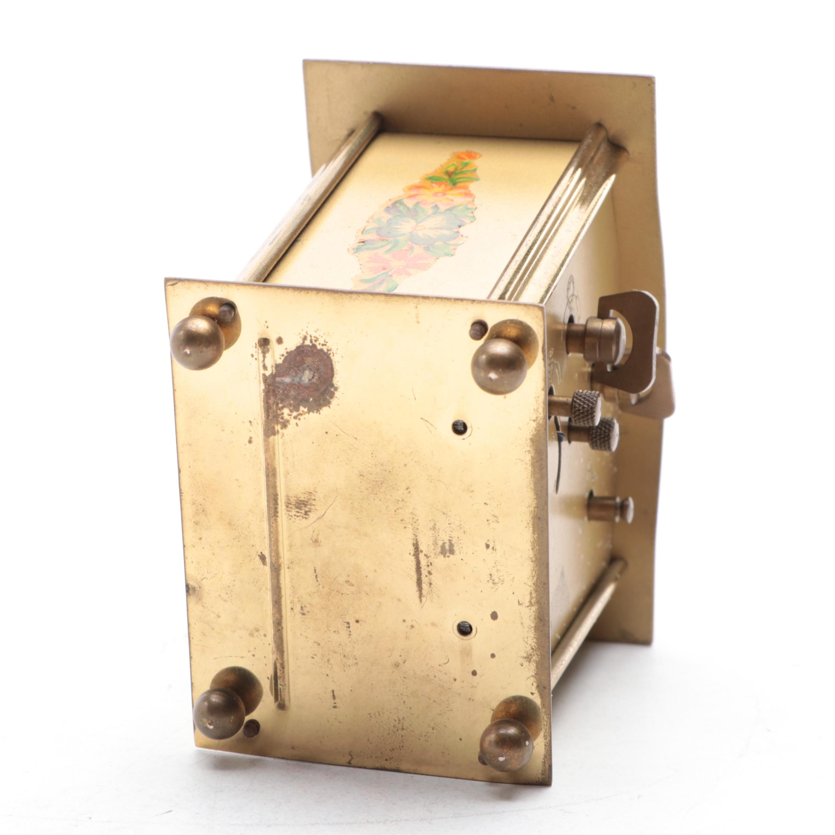 Schmidt Brass and Fluorescent Alarm Clock with Bulova Miniature Brass Clocks