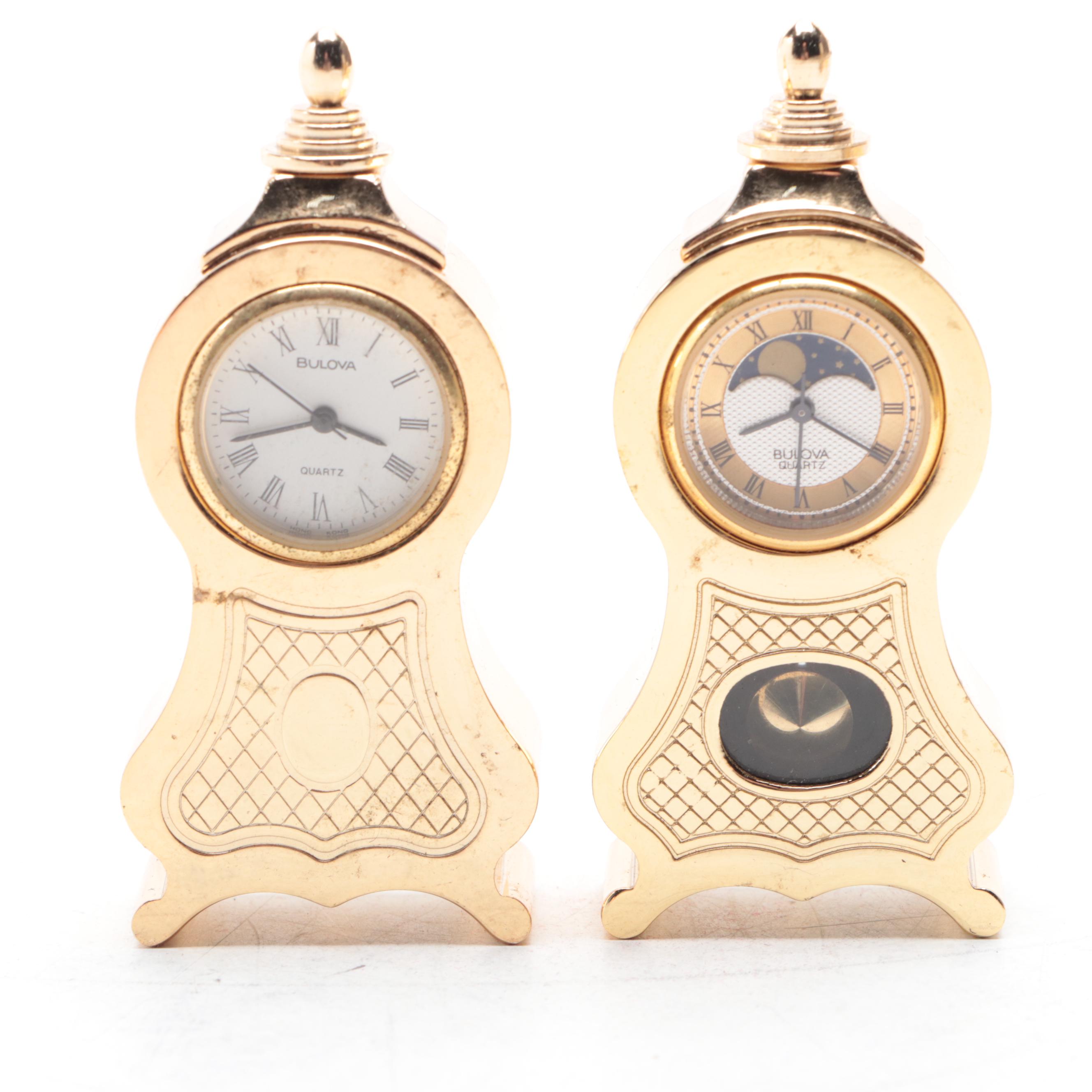 Schmidt Brass and Fluorescent Alarm Clock with Bulova Miniature Brass Clocks