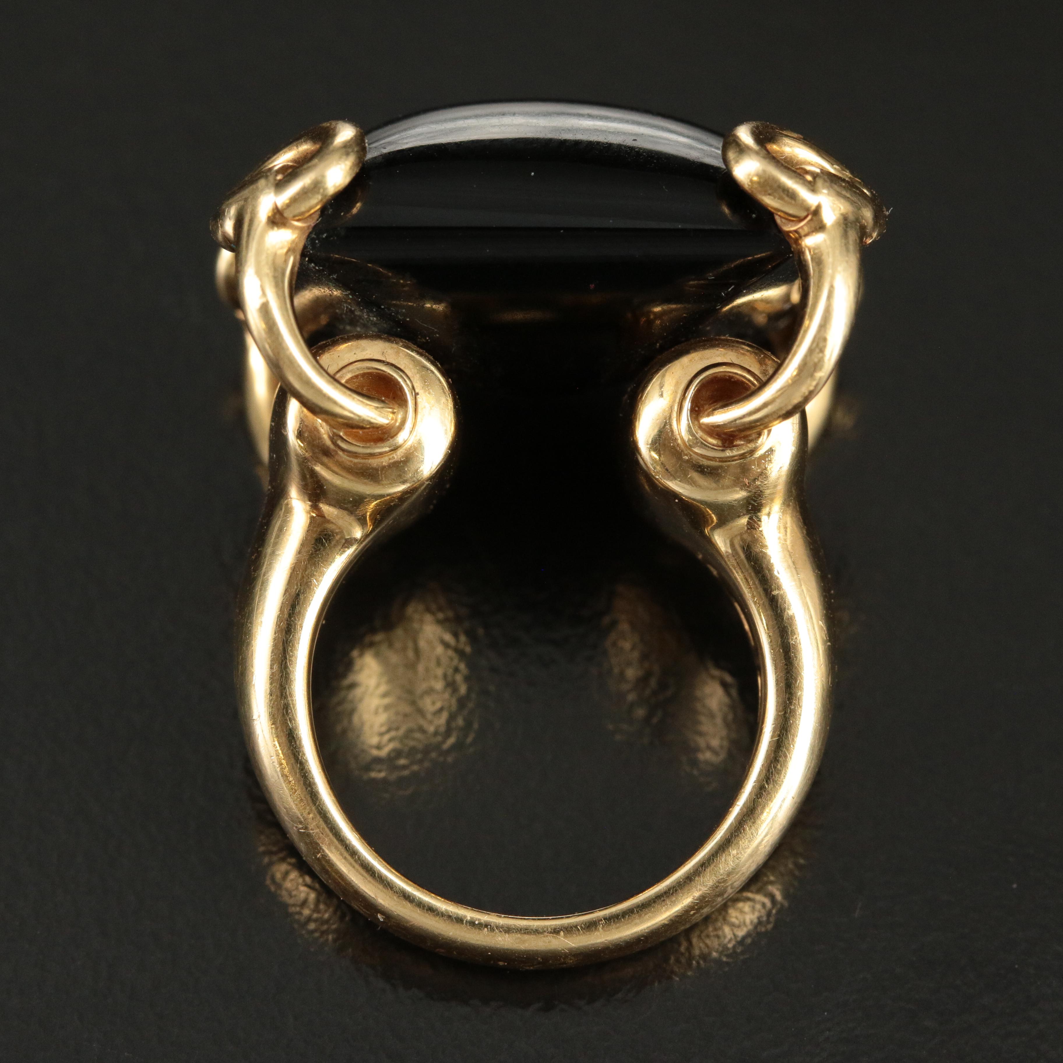 Gucci 18K and Black Onyx Horsebit Ring