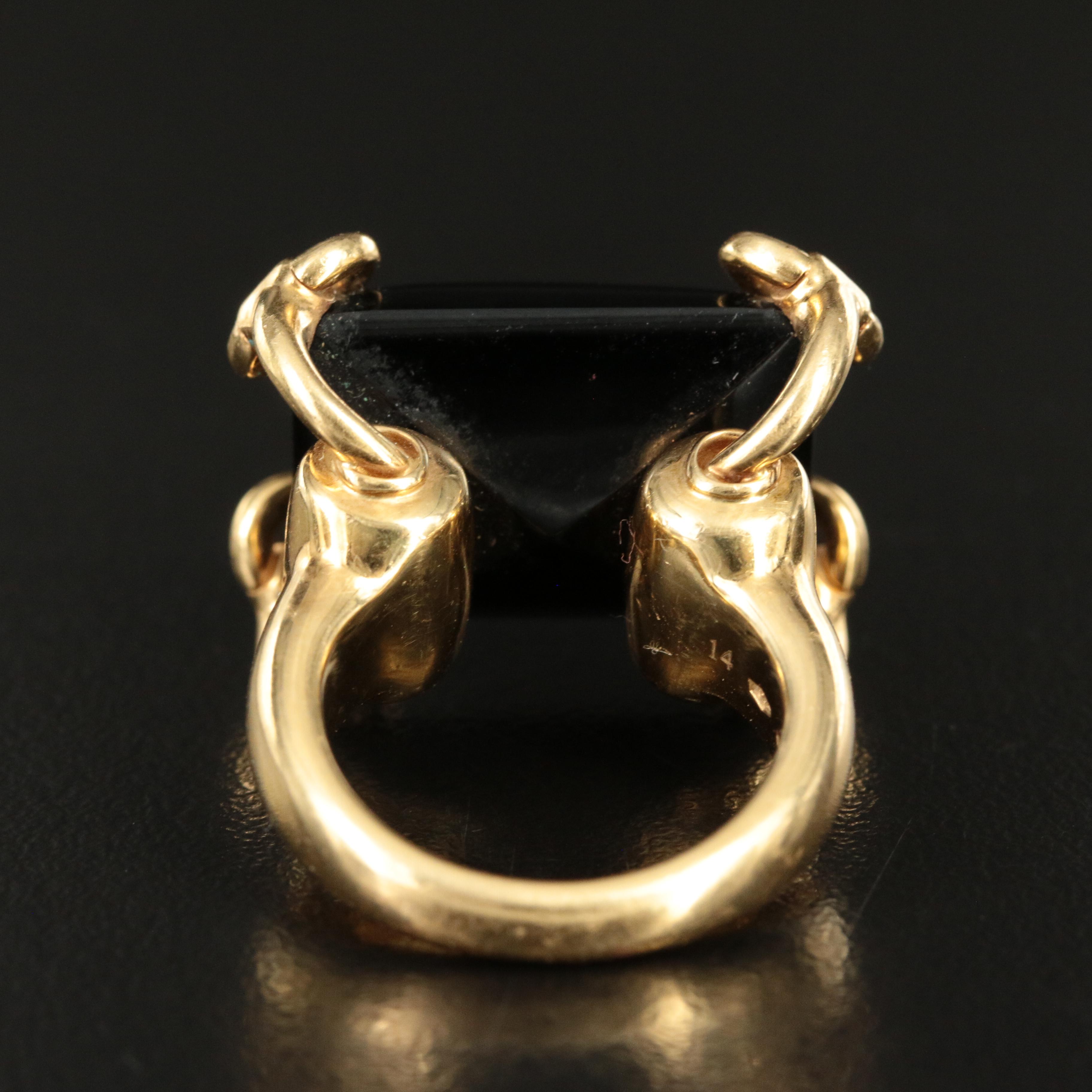 Gucci 18K and Black Onyx Horsebit Ring